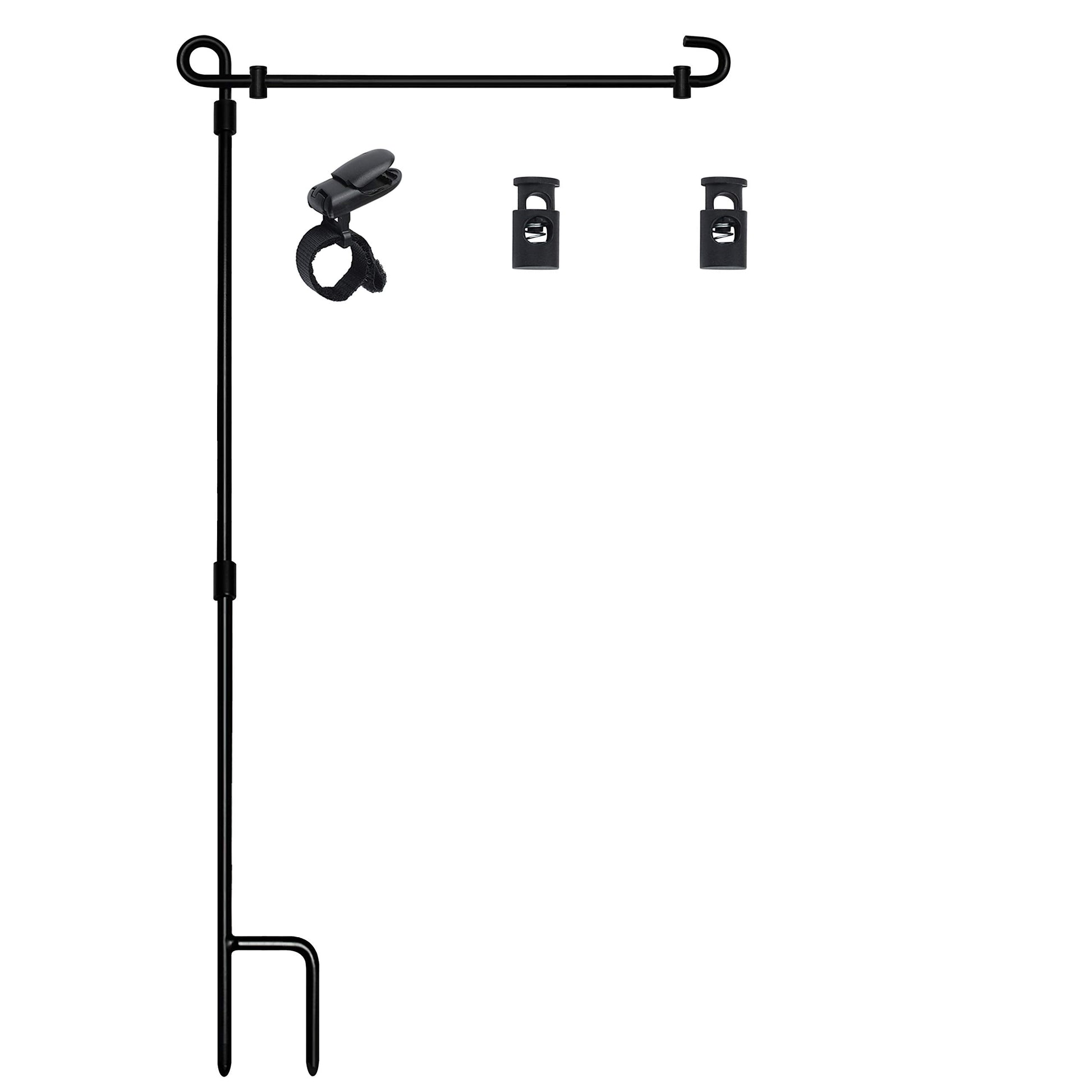 HOOSUN Garden Flag Stand, Premium Garden Flag Pole Holder Metal Powder-Coated Weather-Proof Paint with one Tiger Clip and two Spring Stoppers without flag-UPStoxs