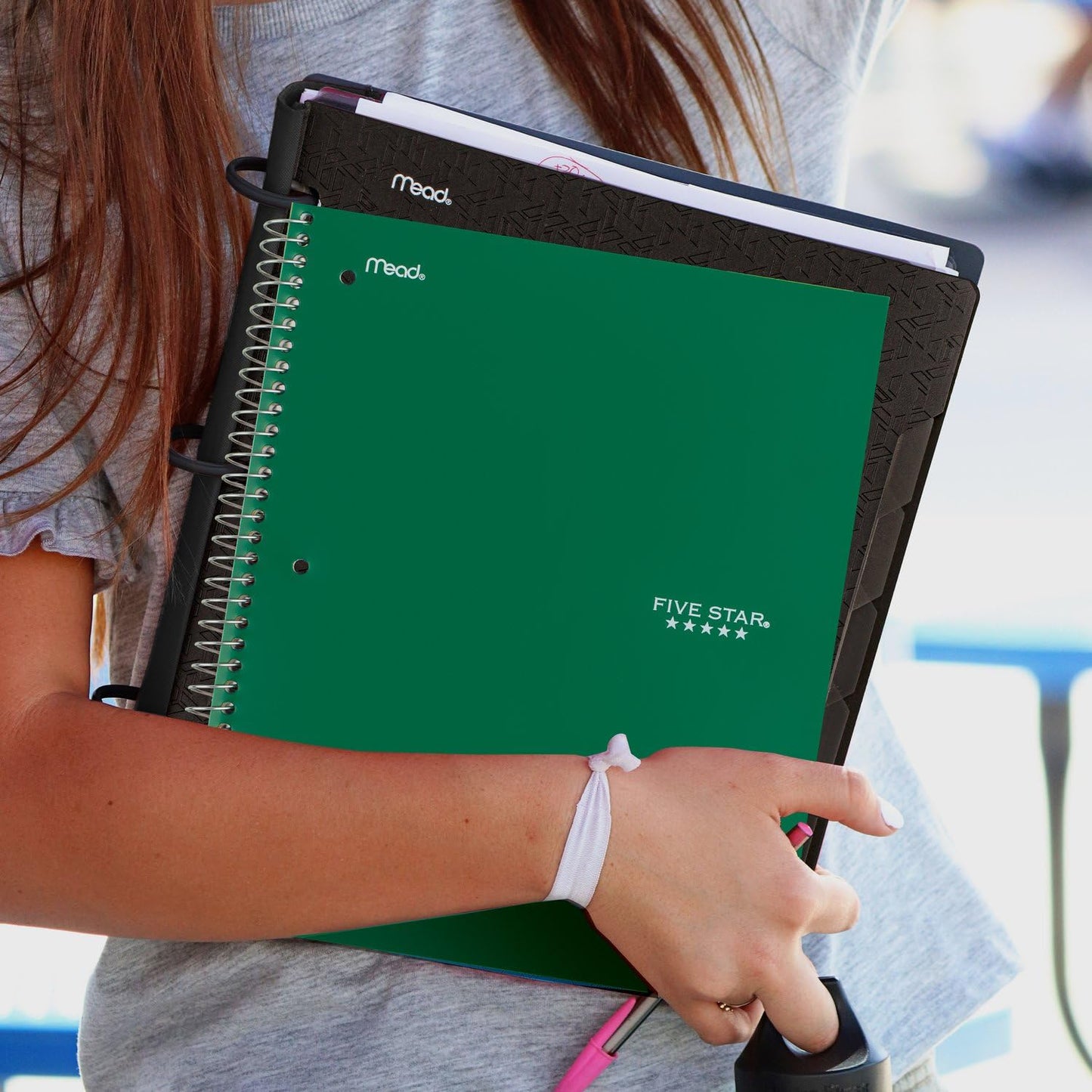 Five Star Spiral Notebook + Study App, 3 Subject, Wide Ruled Paper, 150 Sheets, 10-1/2" x 8" Sheet Size, Forest Green (73176)-UPStoxs