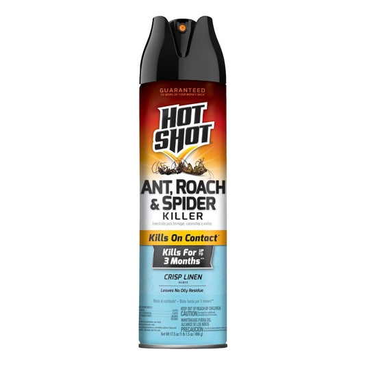 Hot Shot Ant, Roach & Spider Killer, Kills Insects Indoors and Outdoors, Kills Roaches and Listed Ants on Contact, Insecticide Spray, 17.5 Ounce (Crisp Linen)-UPStoxs