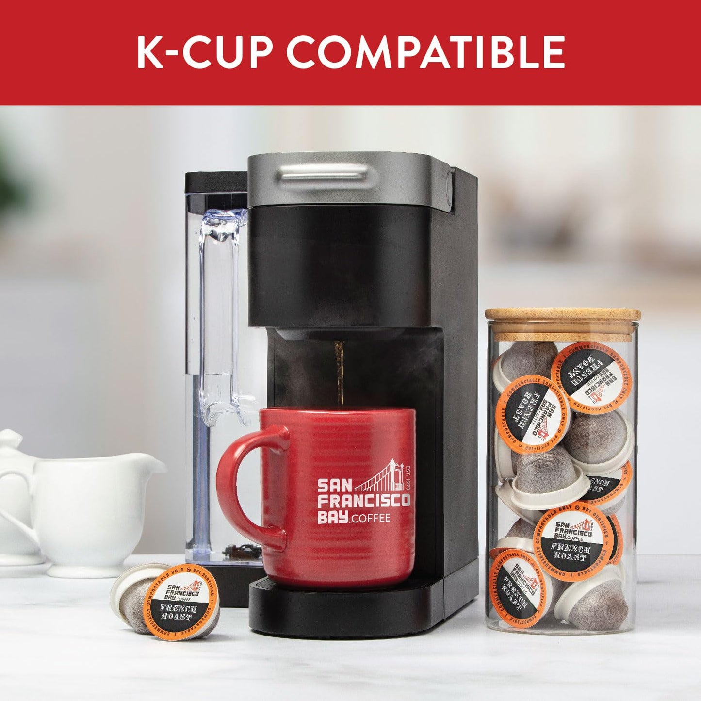 San Francisco Bay Compostable Coffee Pods - French Roast (80 Ct) K Cup Compatible including Keurig 2.0, Dark Roast-UPStoxs