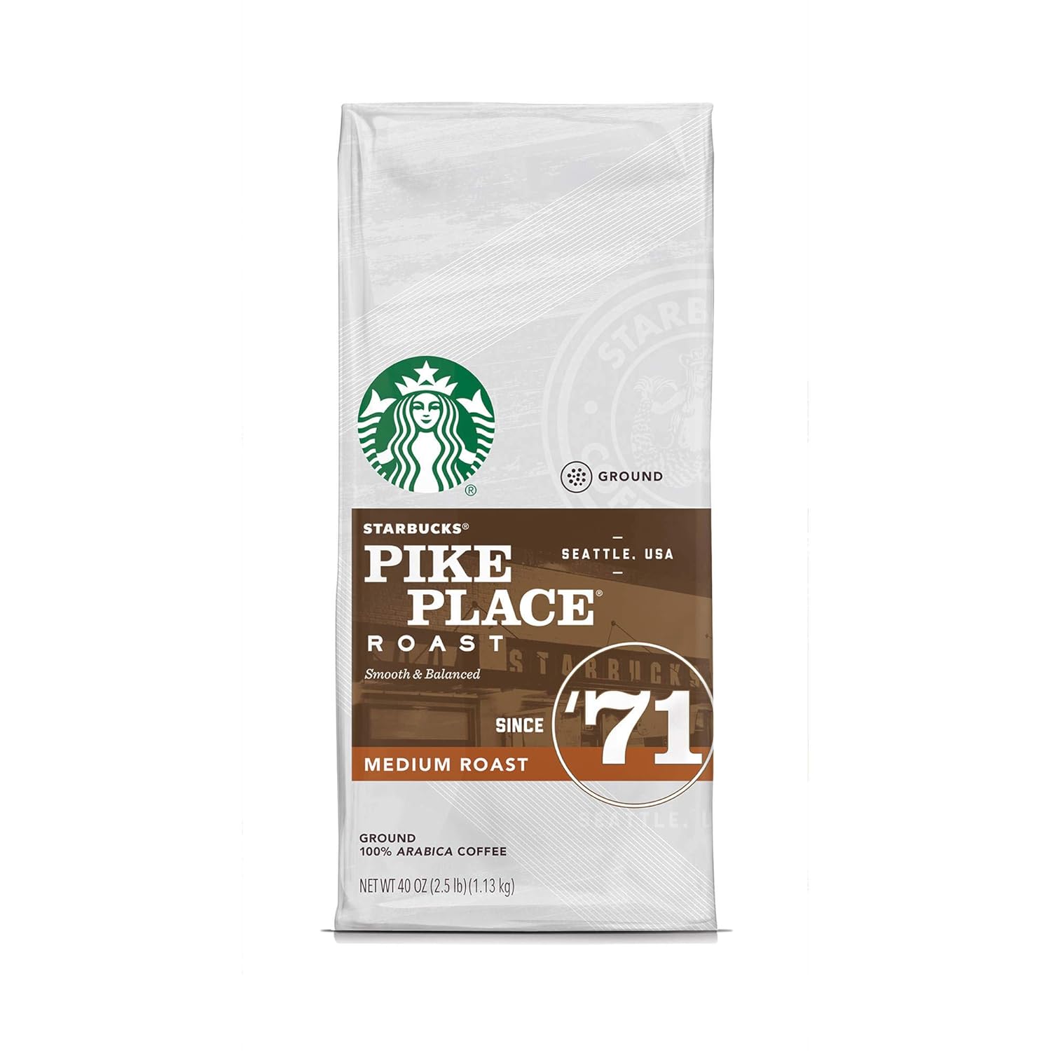 Starbucks Pike Place Medium Roast Ground Coffee, 40 oz.-UPStoxs