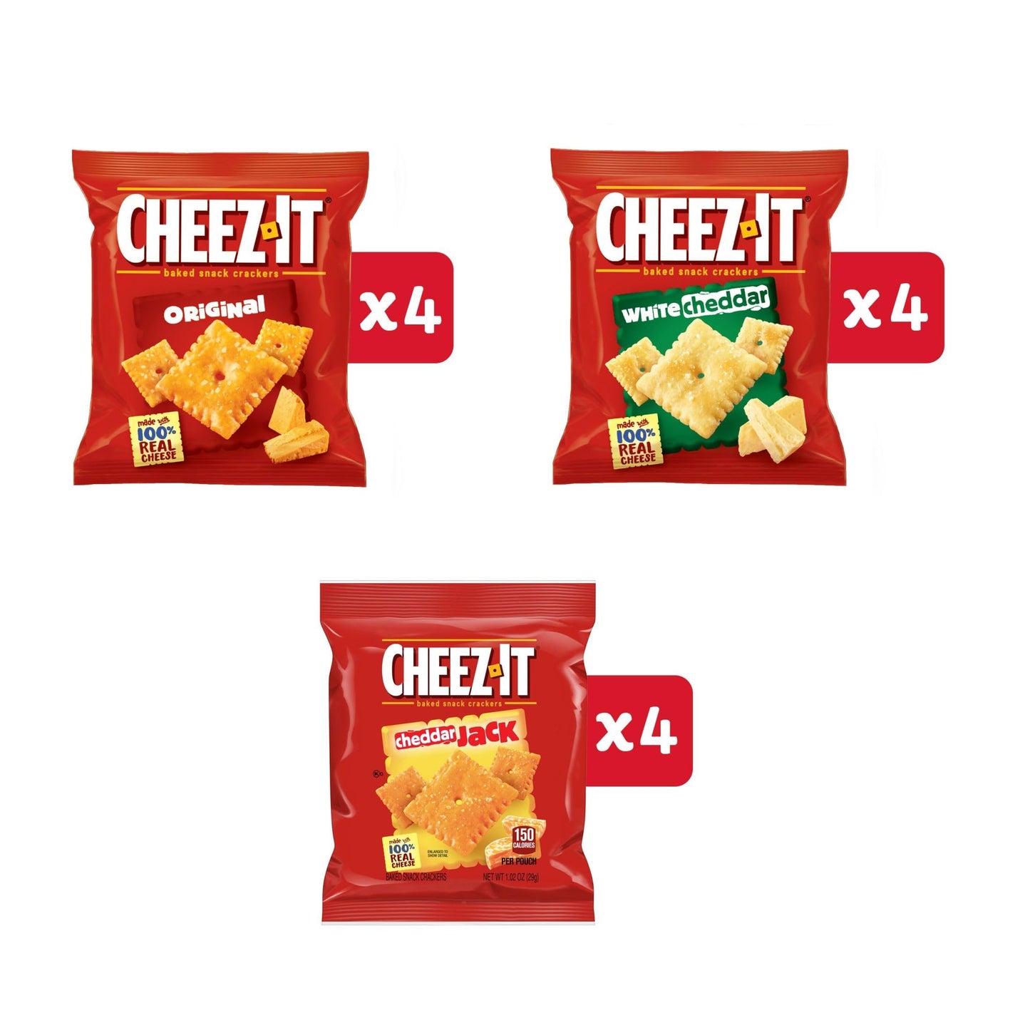 Cheez-It Cheese Crackers, Baked Snack Crackers, Lunch Snacks, Variety Pack, 12.1oz Box (12 Packs)-UPStoxs