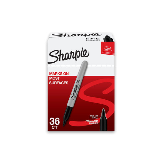 Sharpie Permanent Markers Bulk Set, Fine Tip Markers Set, Markers For Plastic, Metal, Wood, And More, Black, 36 Count-UPStoxs