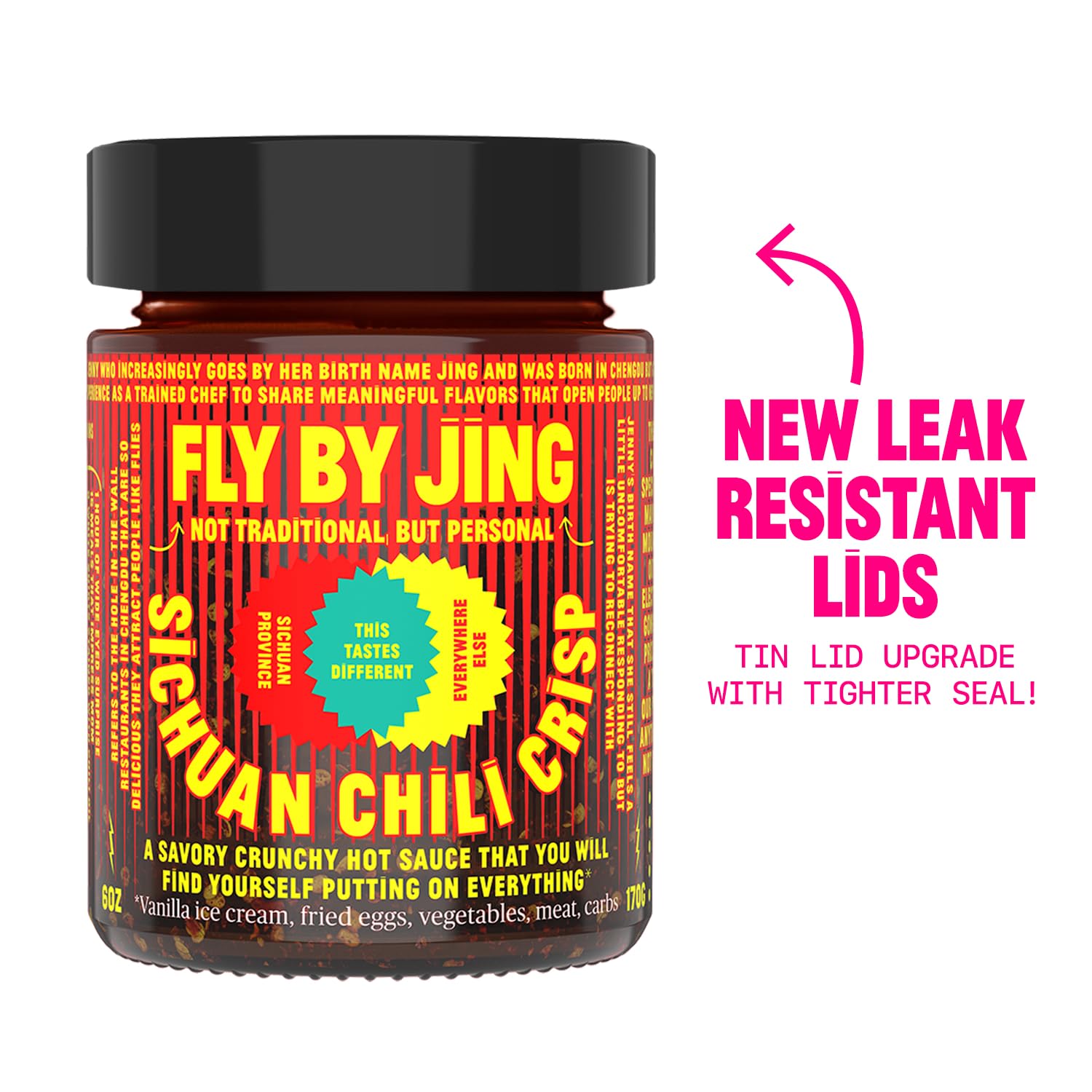 FLYBYJING Sichuan Chili Crisp - Premium Spicy Savory All-Natural Vegan Chili Oil - Crunchy Hot Sauce, Good on Everything, Sugar Free - 6oz (Pack of 1)-UPStoxs