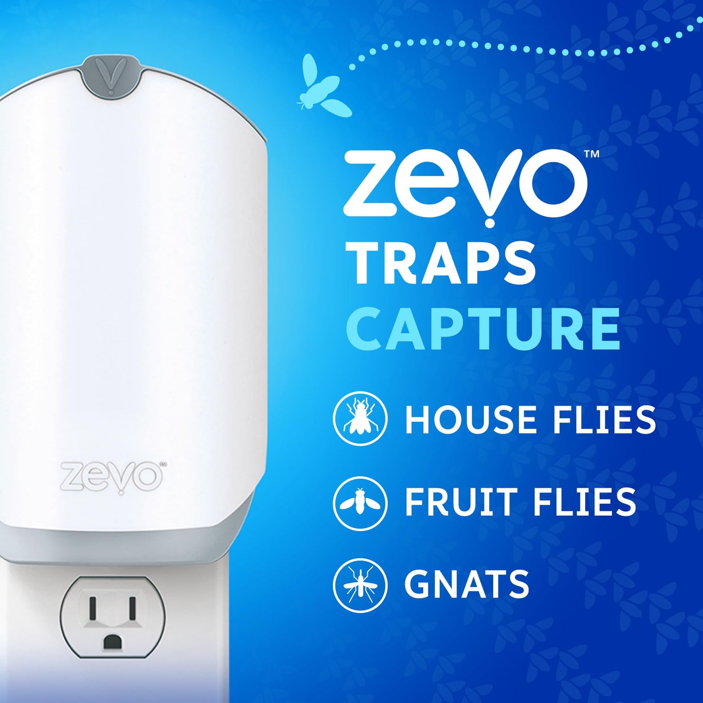 Zevo Flying Insect Trap for Indoors: Light Trap Captures Fruit Flies, Gnats and Houseflies, Starter Kit (1 Plug-in Base + 1 Cartridge)-UPStoxs