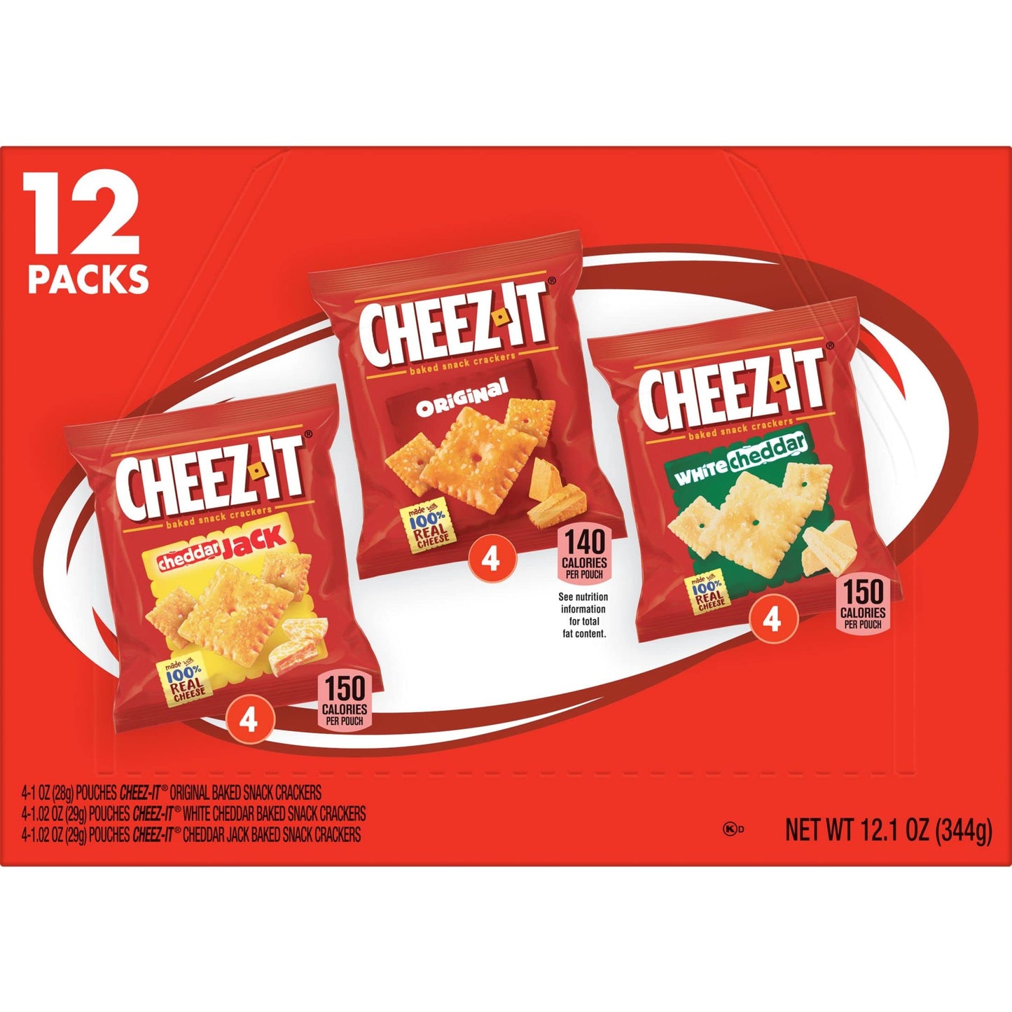 Cheez-It Cheese Crackers, Baked Snack Crackers, Lunch Snacks, Variety Pack, 12.1oz Box (12 Packs)-UPStoxs