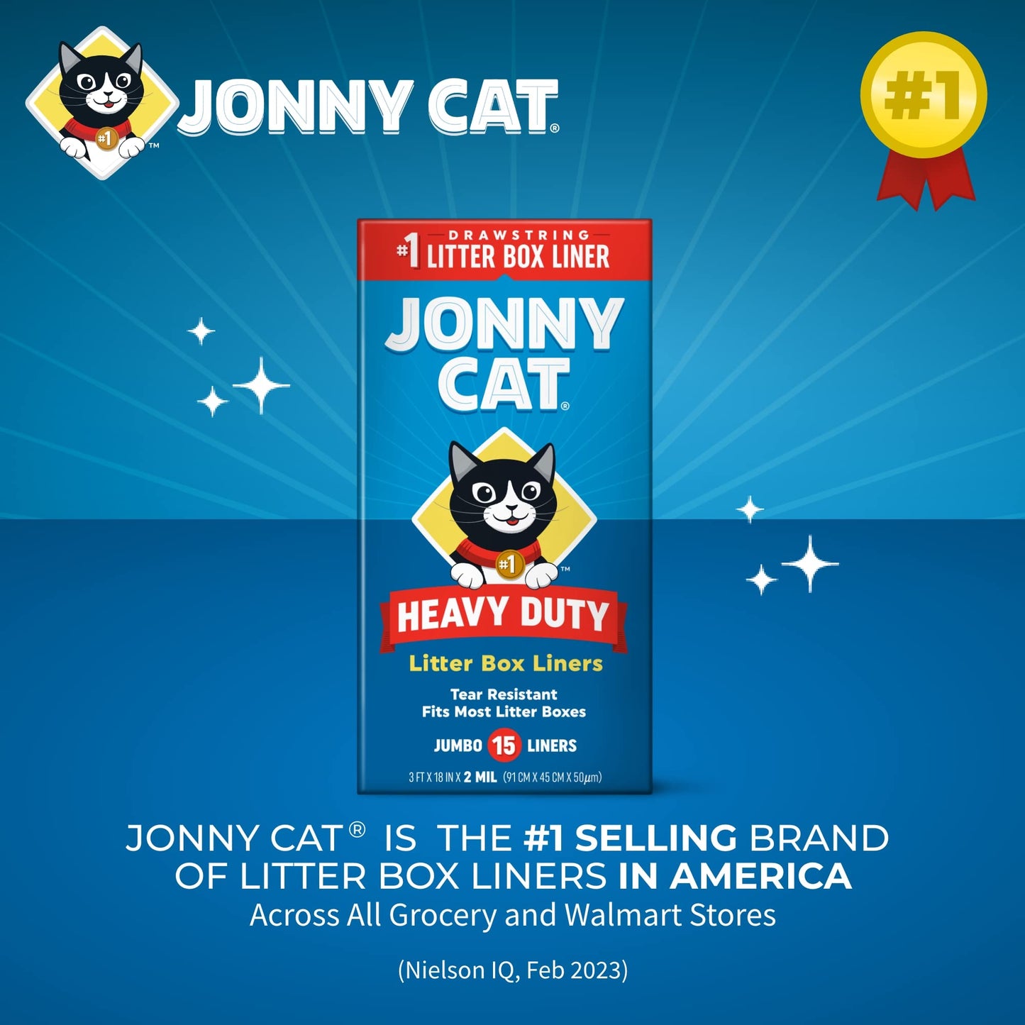 Jonny Cat Litter Box Liners: Heavy Duty - Tear & Leak Resistant - Drawstring Close - Jumbo, 15 Count-UPStoxs