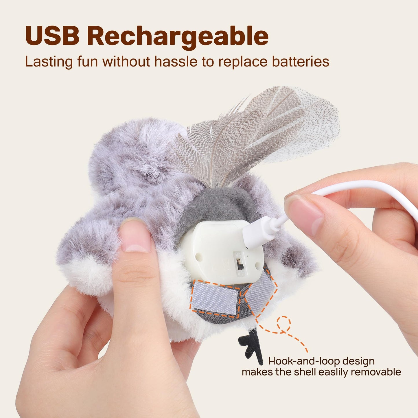 Potaroma Cat Toys Flapping Bird (No Flying), Lifelike Sandpiper Chirp Tweet, Rechargeable Touch Activated Kitten Toy Interactive Cat Exercise Toys for All Breeds Cat Kicker Catnip Toys 4.0"-UPStoxs