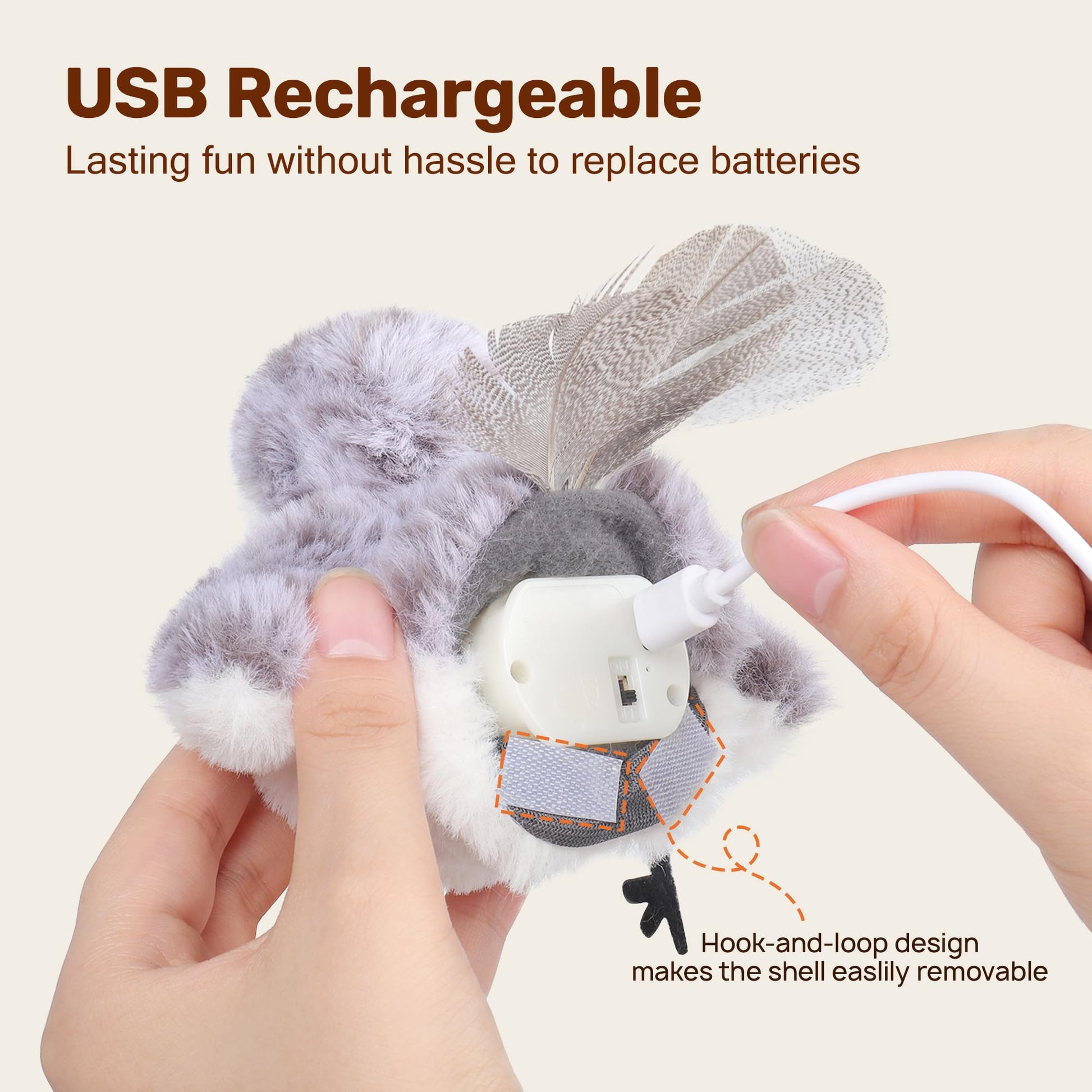 Potaroma Cat Toys Flapping Bird (No Flying), Lifelike Sandpiper Chirp Tweet, Rechargeable Touch Activated Kitten Toy Interactive Cat Exercise Toys for All Breeds Cat Kicker Catnip Toys 4.0"-UPStoxs