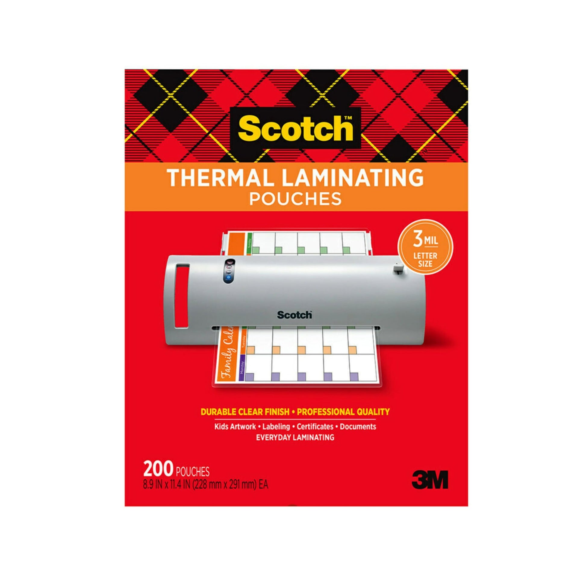 Scotch Thermal Laminating Pouches,200 Pack Laminating Sheets,3 Mil,8.9 x 11.4 Inches, Education Supplies & Craft Supplies, For Use With Thermal Laminators, Letter Size Sheets (TP3854-200)-UPStoxs