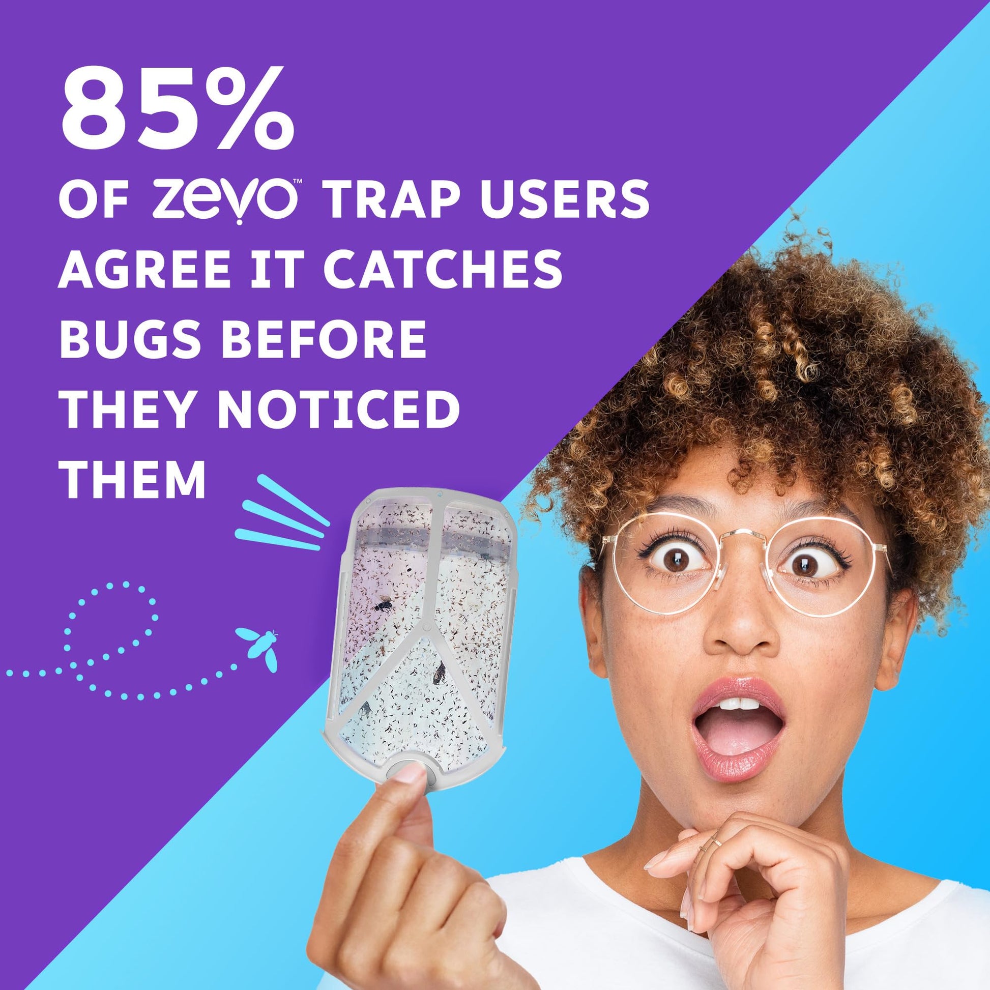 Zevo Flying Insect Trap for Indoors: Light Trap Captures Fruit Flies, Gnats and Houseflies, Starter Kit (1 Plug-in Base + 1 Cartridge)-UPStoxs