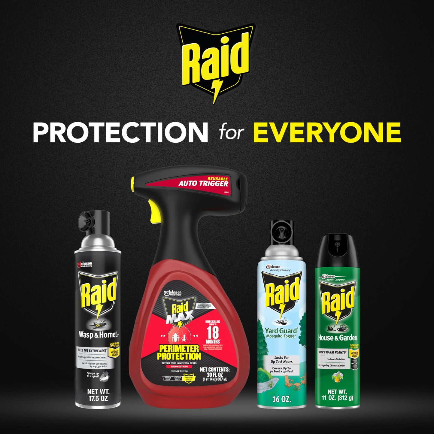 Raid Wasp & Hornet Killer Spray, Bug Killer Kills the Entire Nest, 14 Oz, 2 Count-UPStoxs