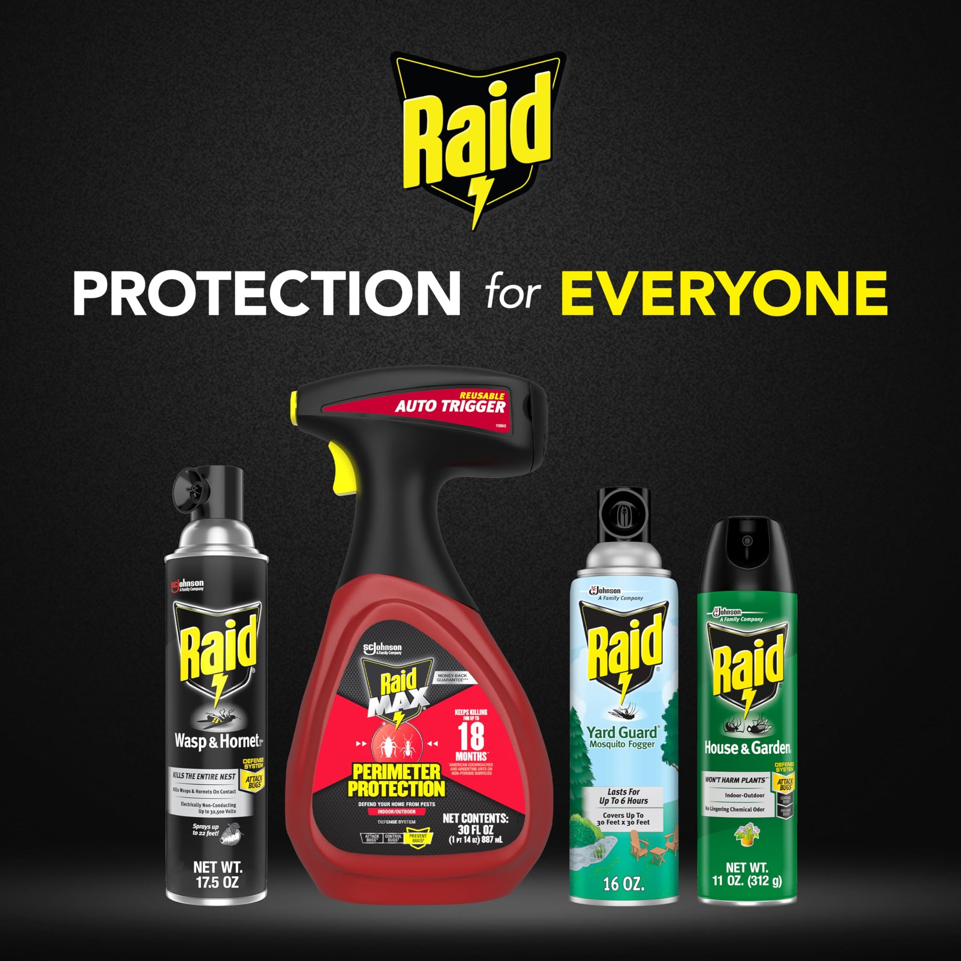 Raid Wasp & Hornet Killer Spray, Bug Killer Kills the Entire Nest, 14 Oz, 2 Count-UPStoxs