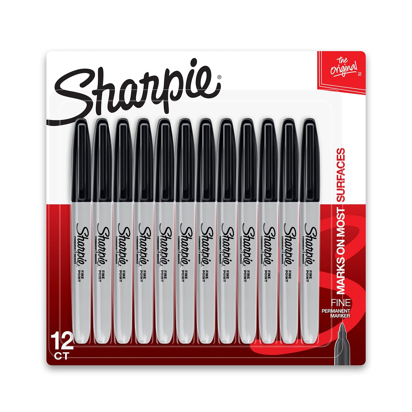 Sharpie Permanent Markers, Fine Point, Black, 12 Count, Proudly Permanent Ink, Intensely Brilliant Colors-UPStoxs