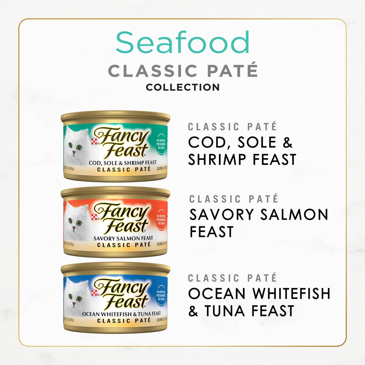Purina Fancy Feast Seafood Classic Pate Collection Grain Free Wet Cat Food Variety Pack - (Pack of 30) 3 oz. Cans-UPStoxs