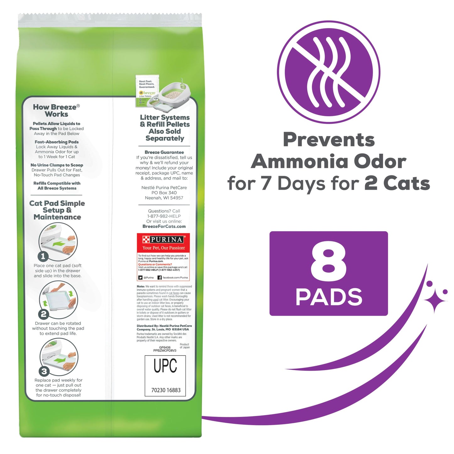 Purina Tidy Cats Cat Litter Breeze Pads Refill Pack Multi Cat Litter Pads - 8 ct. Bags-UPStoxs