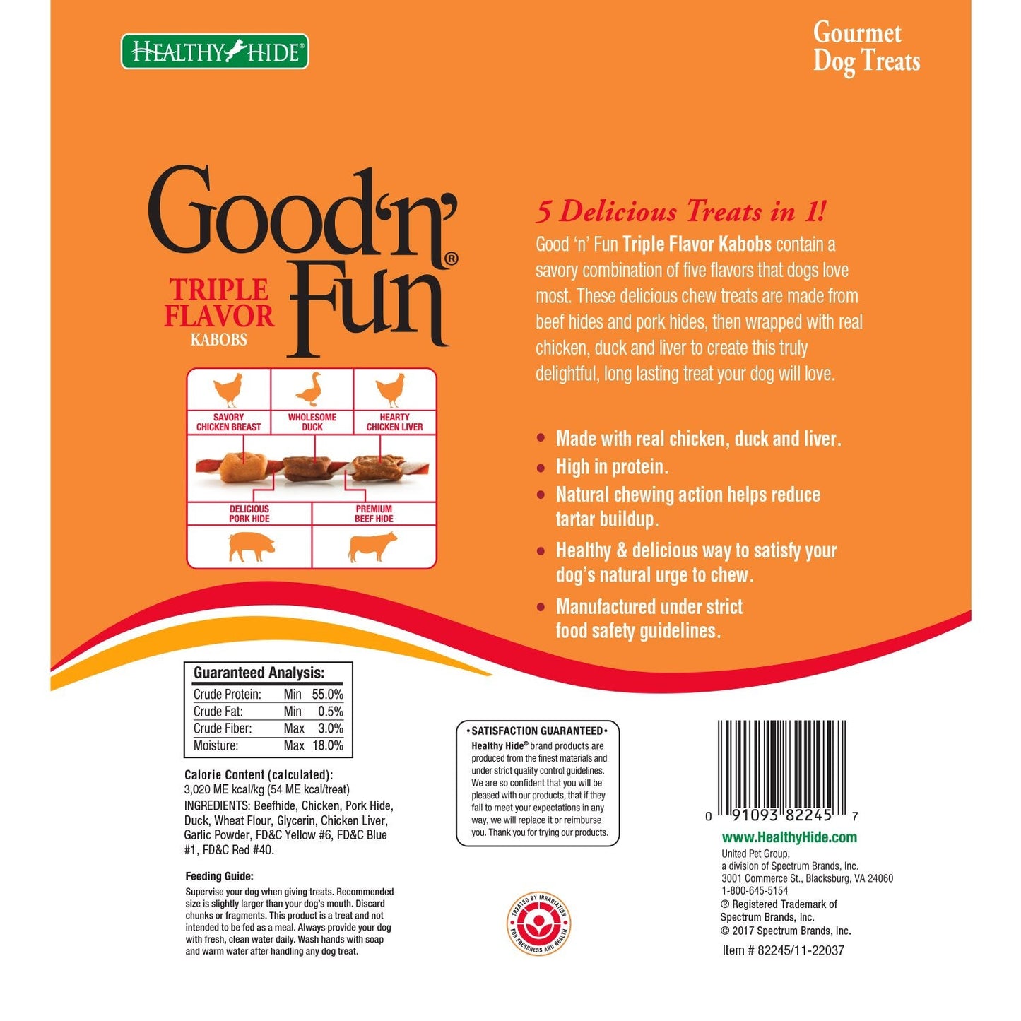 Good'N'Fun Triple Flavored Rawhide Kabobs for Dogs, 1 Pack, 12 oz-UPStoxs