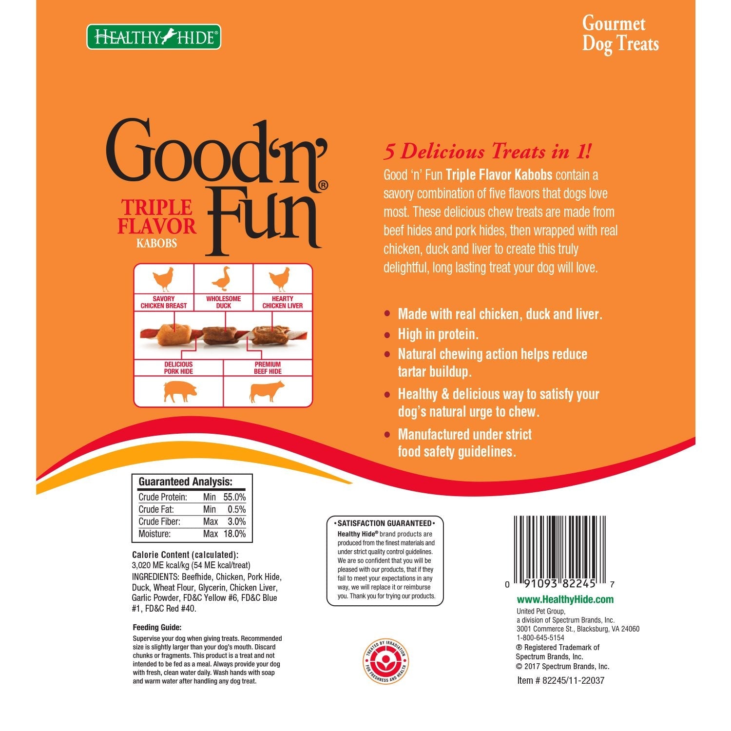 Good'N'Fun Triple Flavored Rawhide Kabobs for Dogs, 1 Pack, 12 oz-UPStoxs