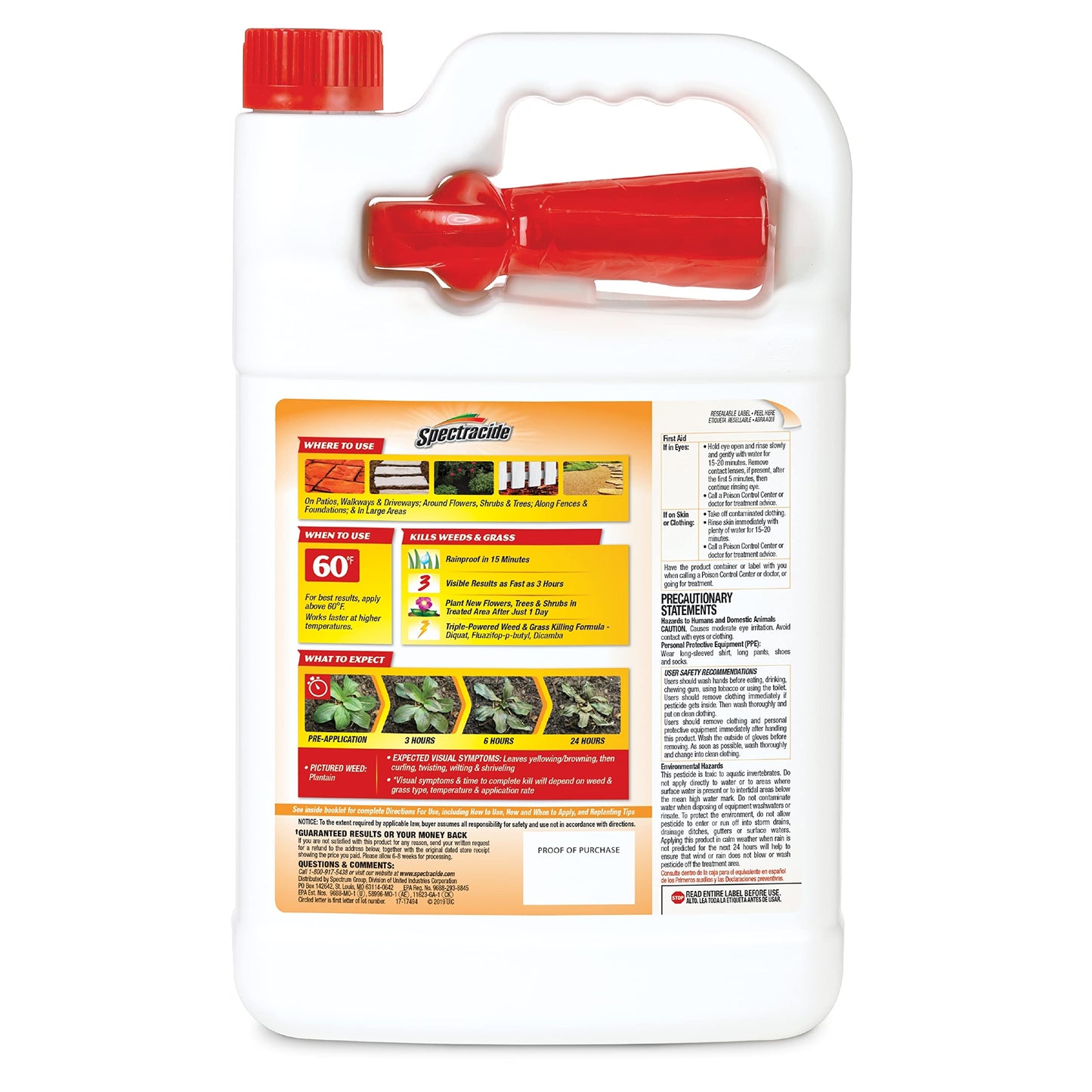 Spectracide Weed & Grass Killer, Use On Driveways, Walkways and Around Trees and Flower Beds, 1 Gallon (RTU Spray)-UPStoxs
