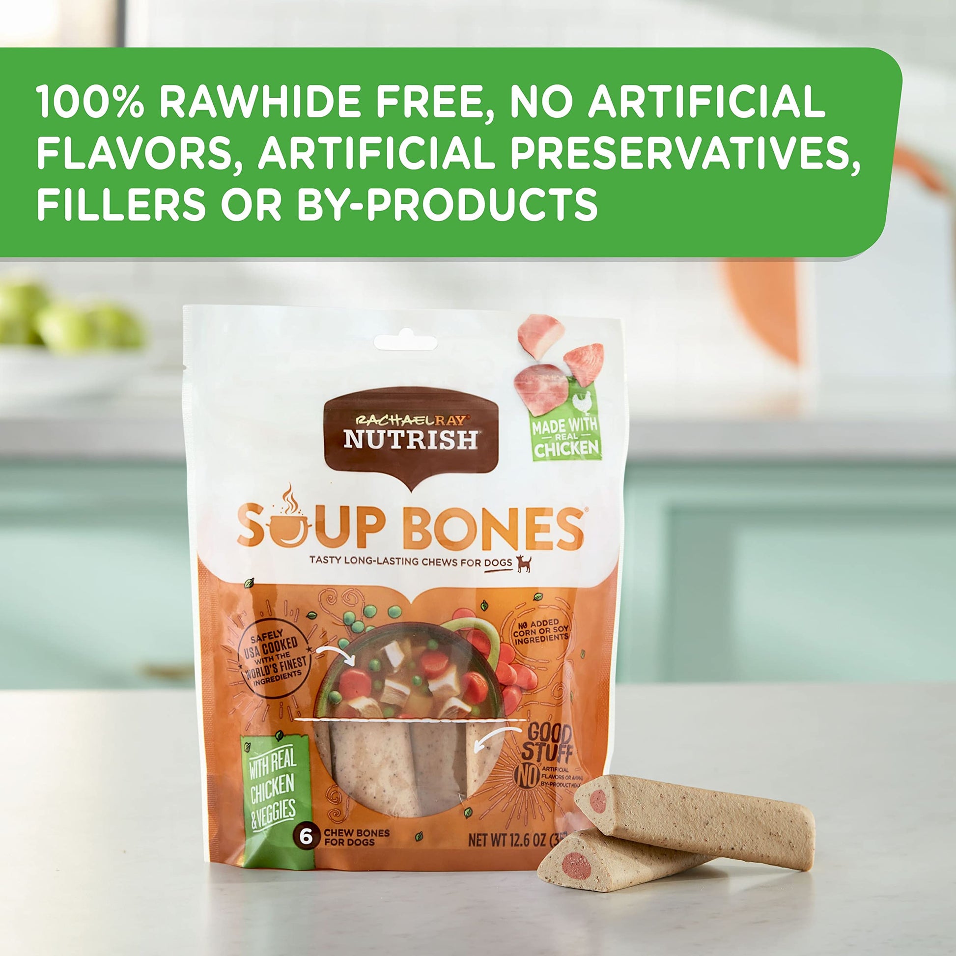 Rachael Ray Nutrish Soup Bones Dog Treats, Chicken & Veggies Flavor, 11 Bones-UPStoxs