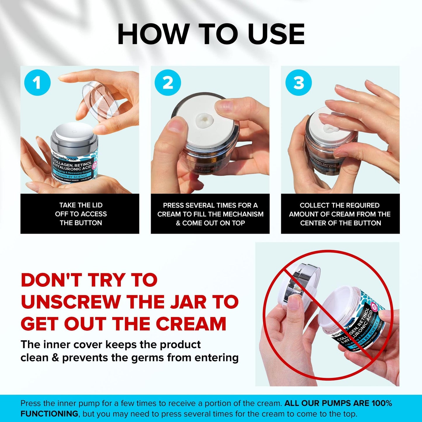 SimplyVital Face Moisturizer Collagen Cream - Anti Aging Neck and Décolleté - Made in USA Day & Night Face Cream - Moisturizing, Lifting & Recovery – 1.7oz-UPStoxs