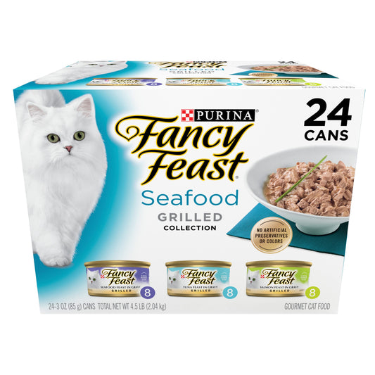 Purina Fancy Feast Grilled Wet Cat Food Seafood Collection in Wet Cat Food Variety Pack - (Pack of 24) 3 oz. Cans-UPStoxs