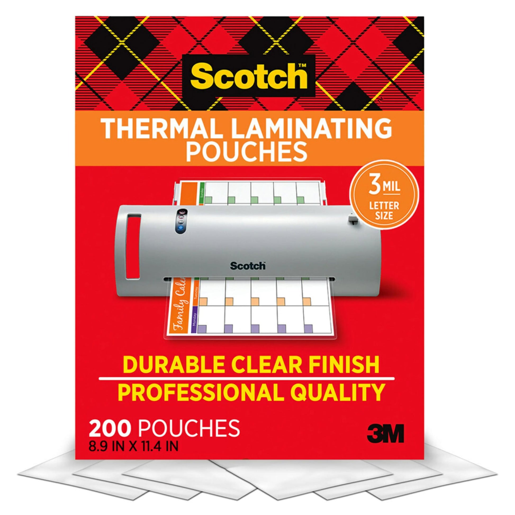 Scotch Thermal Laminating Pouches,200 Pack Laminating Sheets,3 Mil,8.9 x 11.4 Inches, Education Supplies & Craft Supplies, For Use With Thermal Laminators, Letter Size Sheets (TP3854-200)-UPStoxs