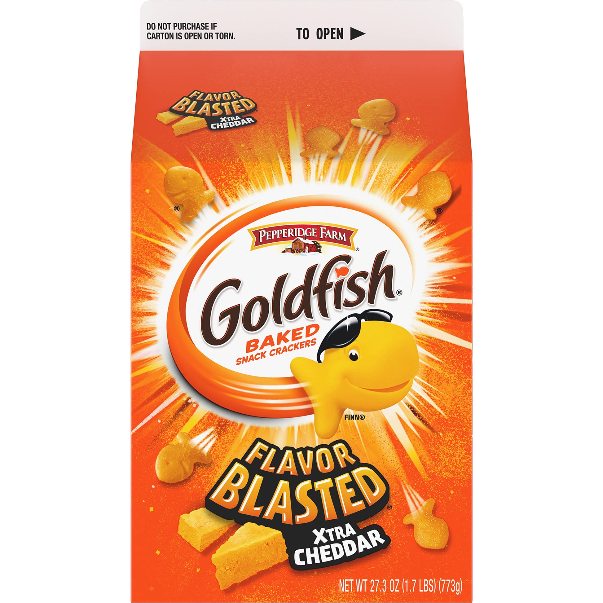 Goldfish Flavor Blasted Xtra Cheddar Cheese Crackers, 27.3 oz Carton-UPStoxs