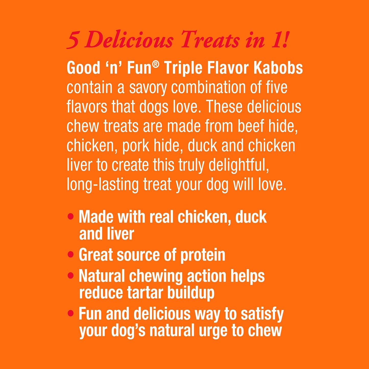 Good'n'Fun Triple Flavor Kabobs 48 Ounce, Rawhide Snack for All Dogs-UPStoxs