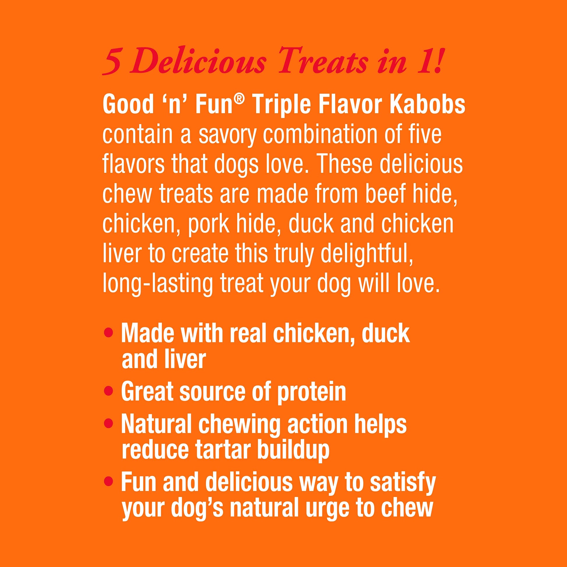 Good'n'Fun Triple Flavor Kabobs 48 Ounce, Rawhide Snack for All Dogs-UPStoxs