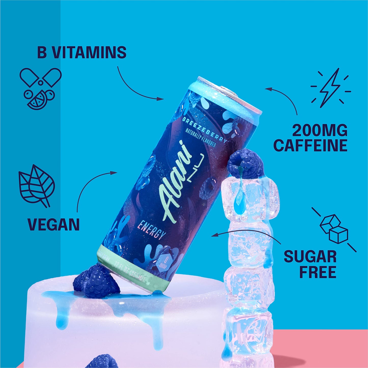 Alani Nu BREEZEBERRY Sugar Free, Low Calorie Energy Drinks | 200mg Caffeine | Pre Workout Performance with Antioxidants | Biotin B Vitamins | Zero Sugar | 10 Calories | 12 Fl Oz Cans (12 Pack)-UPStoxs