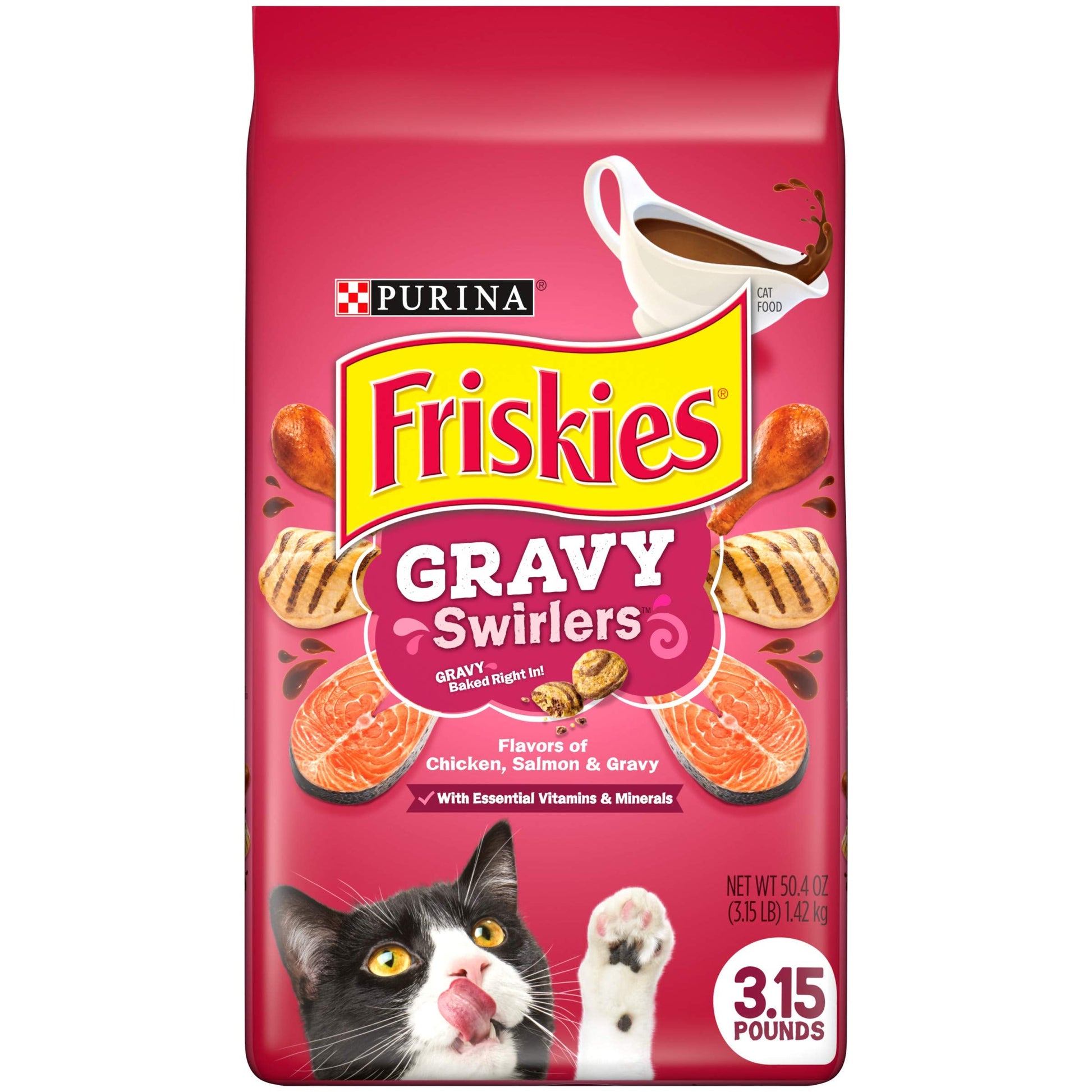 Purina Friskies Dry Cat Food, Gravy Swirlers - 3.15 lb. Bag-UPStoxs