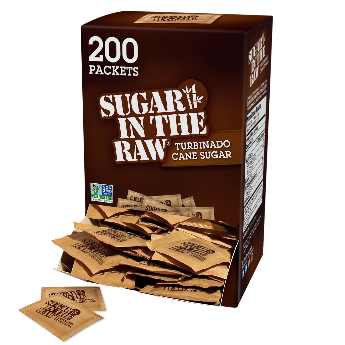 Sugar In The Raw Turbinado Cane Sugar Packets, 200 Count, Natural Sweetener for Drinks and Baking, Vegan, Gluten-Free, Non-GMO-UPStoxs