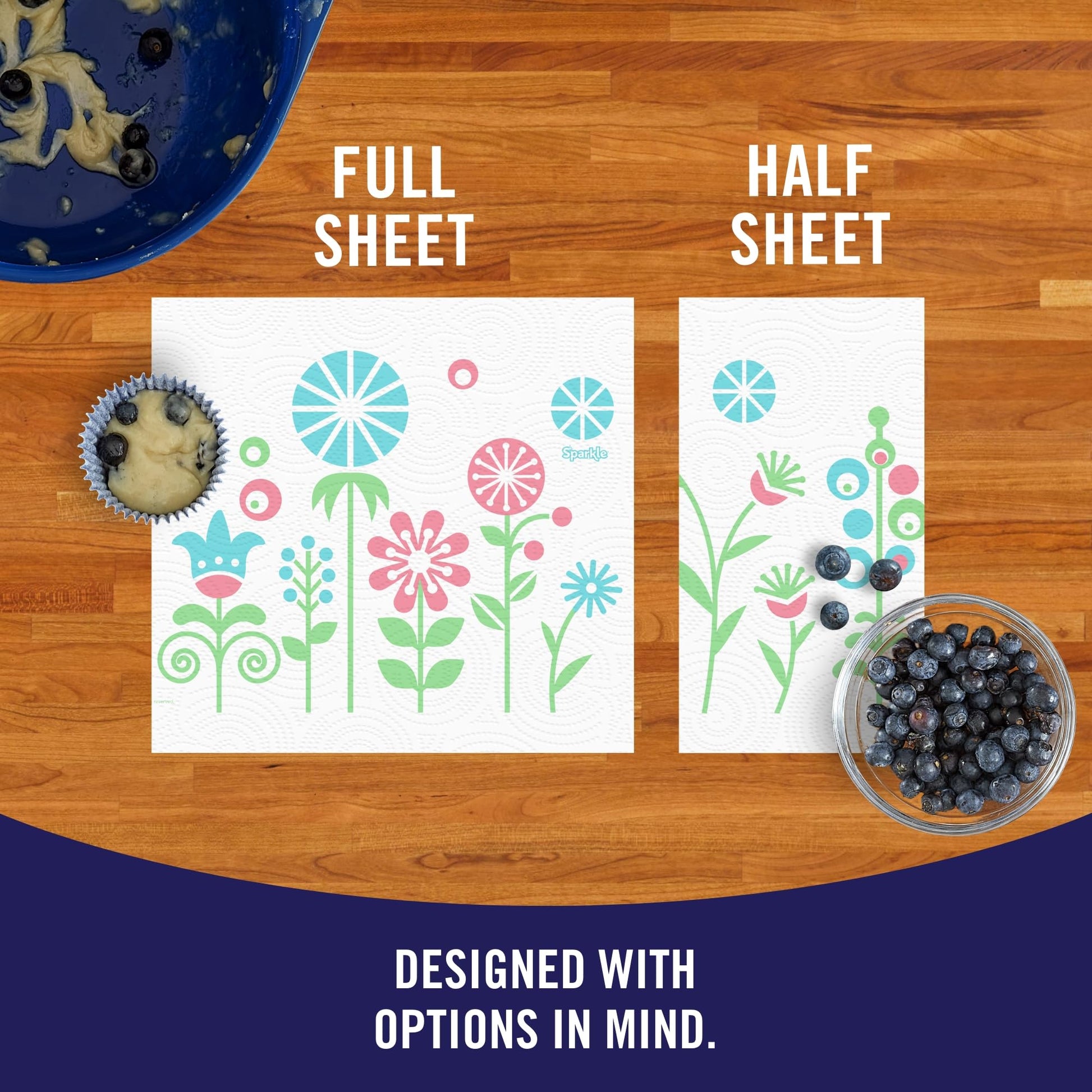 Sparkle Pick-A-Size Paper Towels, Spirited Prints, 6 Double Rolls = 12 Regular Rolls, Everyday Value Paper Towel With Full And Half Sheets-UPStoxs