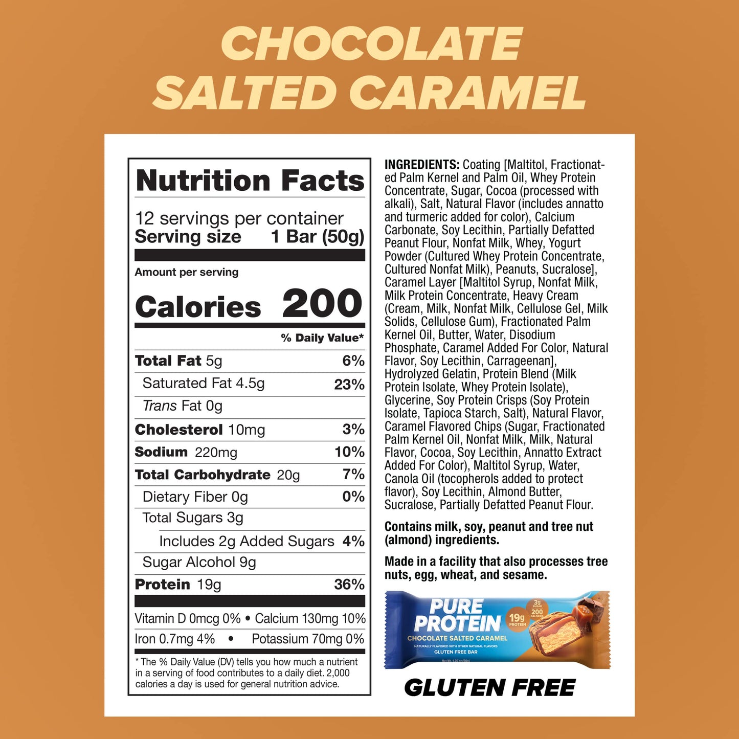 Pure Protein Bars, High Protein, Nutritious Snacks to Support Energy, Low Sugar, Gluten Free, Chocolate Salted Caramel, 1.76 oz., 12 Count (Pack of 1) (Packaging May Vary)-UPStoxs
