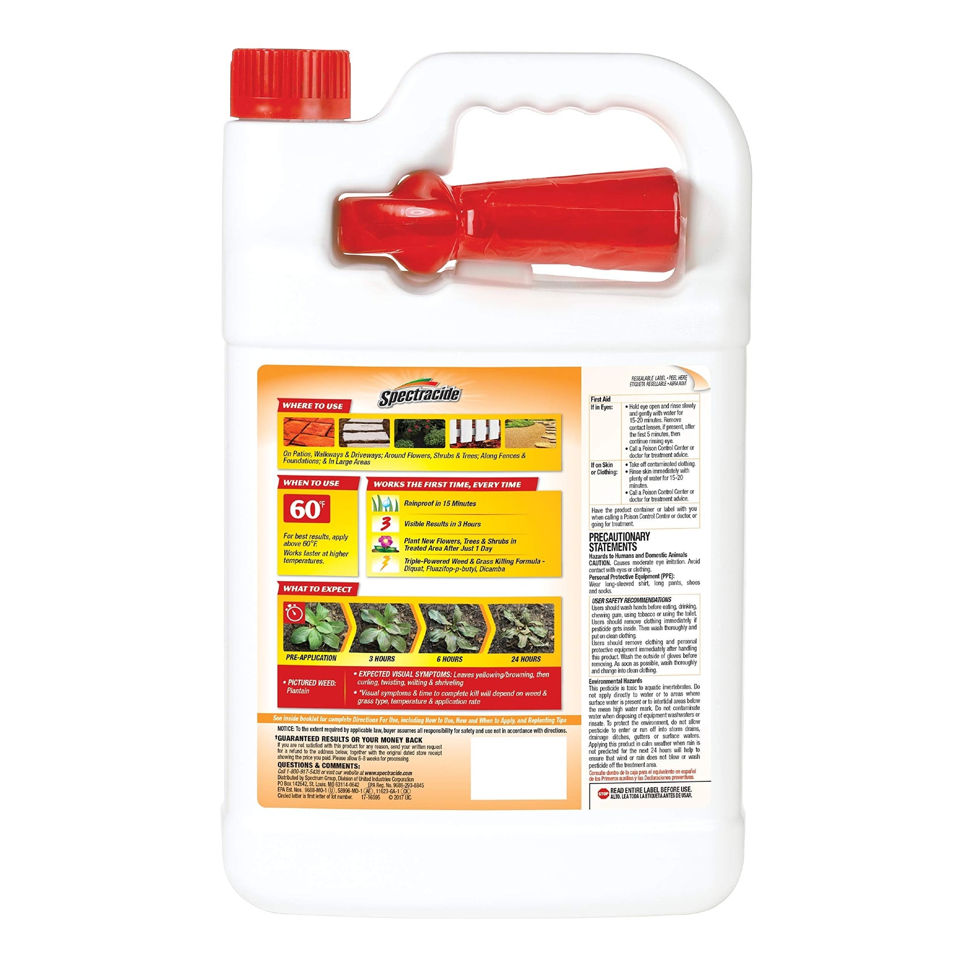 Spectracide Weed & Grass Killer, Use On Driveways, Walkways and Around Trees and Flower Beds, 1 Gallon (RTU Spray)-UPStoxs