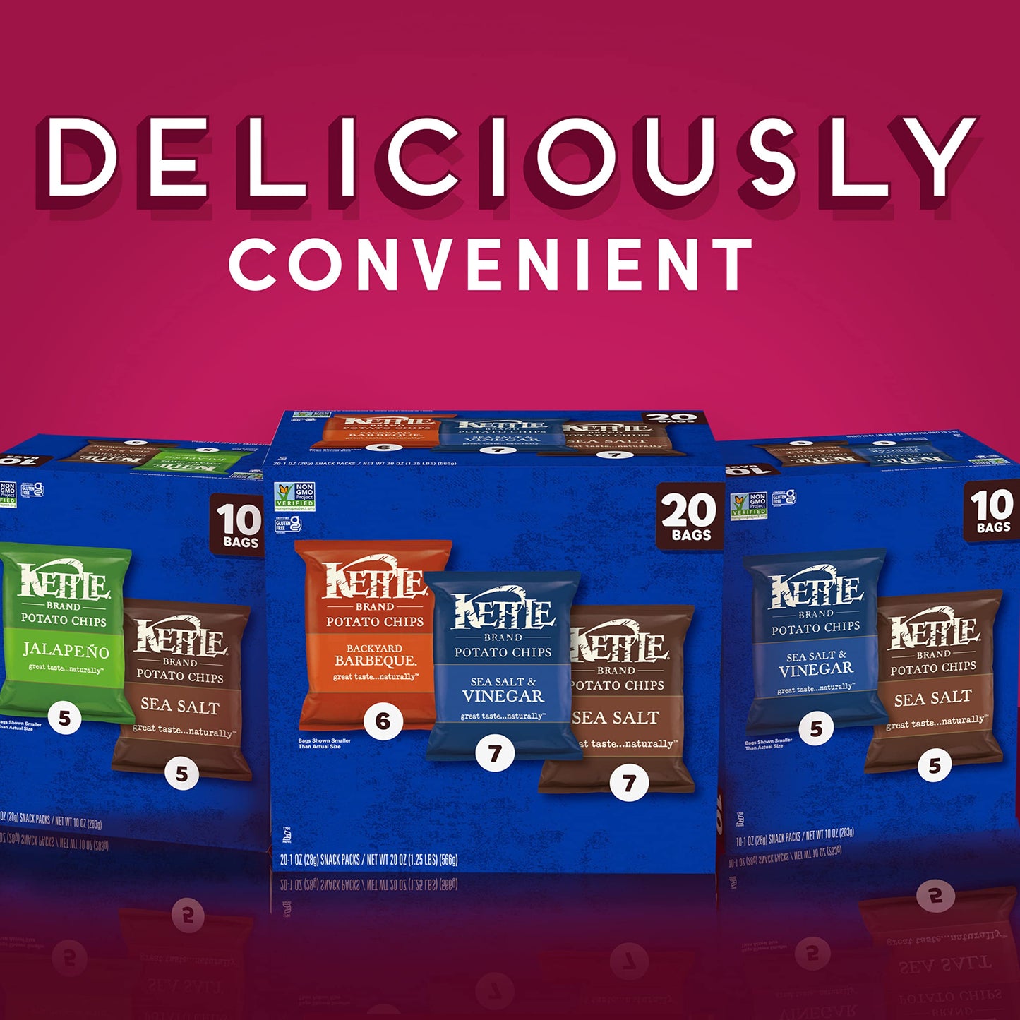 Kettle Brand Potato Chips Variety Pack, 1 Oz, 20 Ct-UPStoxs