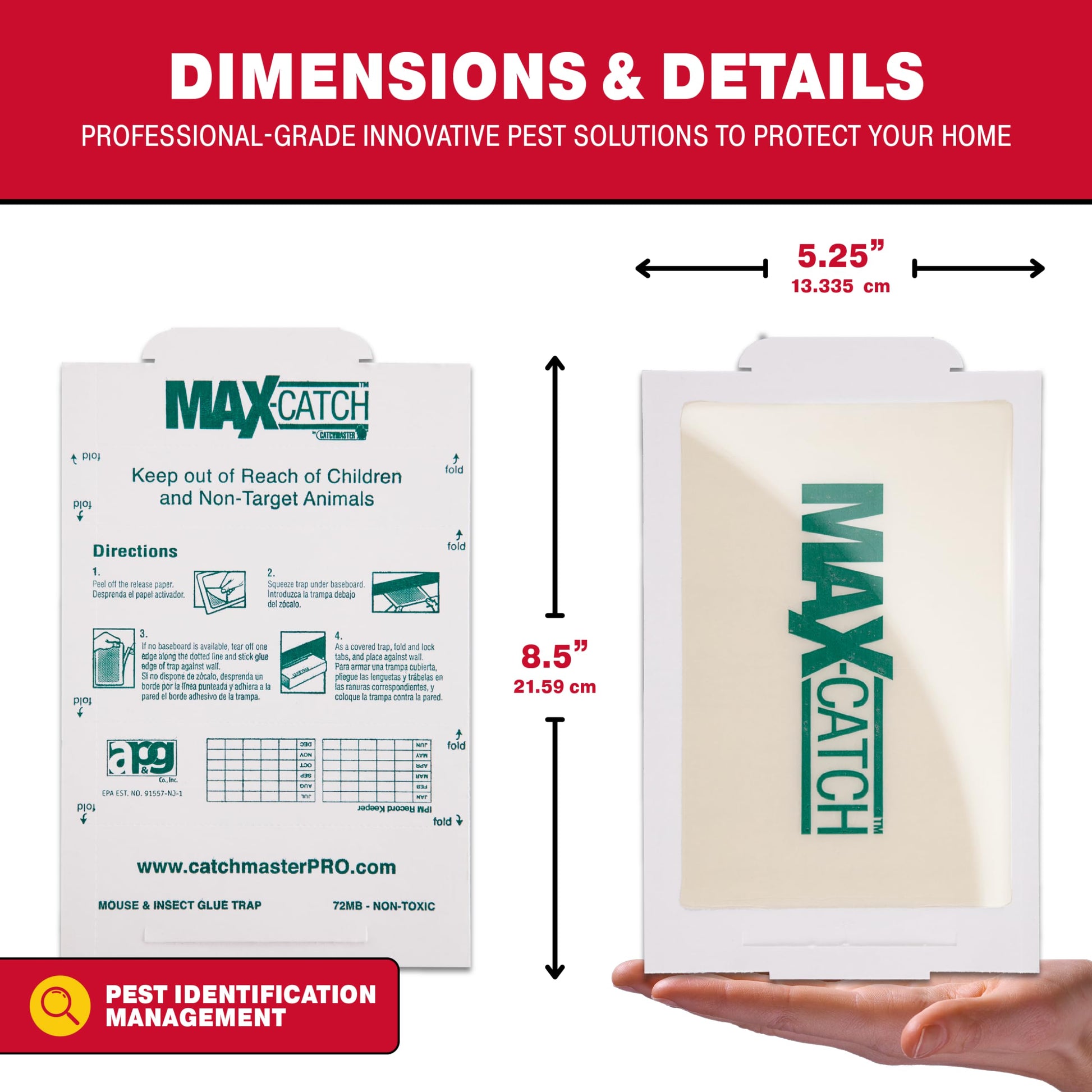 Catchmaster Max-Catch Mouse & Insect Glue Trap 72pk, Mouse Traps Indoor for Home, Sticky Pest Control Adhesive Tray for Catching Bugs, Rats & Rodents, Non Toxic Bulk Pre-Baited Glue Boards-UPStoxs