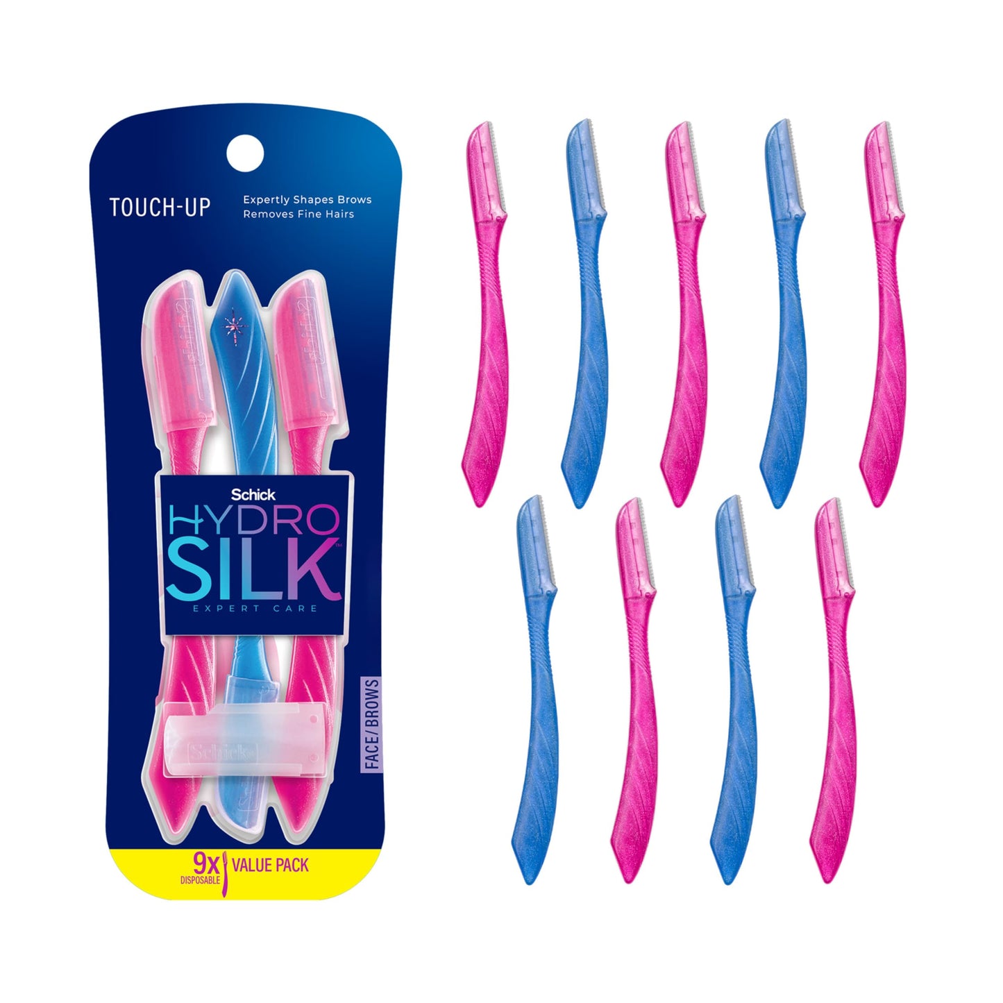 Schick Hydro Silk Touch-Up Dermaplaning Tool with Precision Cover, 9ct | Dermaplane Razor, Face Razors for Women, Eyebrow Razor, Facial Razor, Dermaplaning Razor, Womens Face Razor Peach Fuzz Remover-UPStoxs