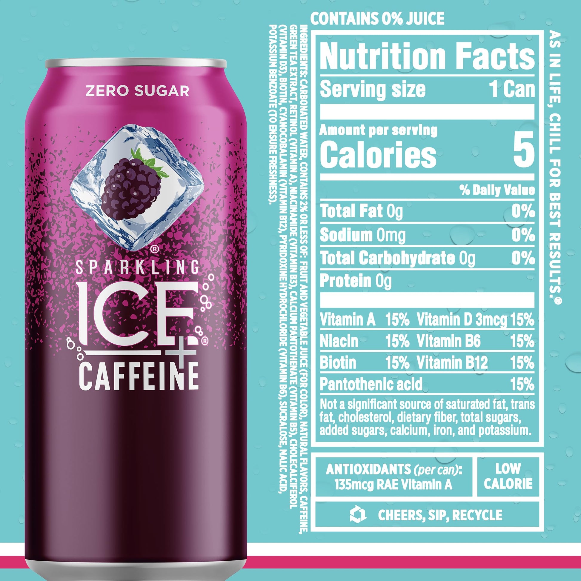 Sparkling Ice +Caffeine Variety Pack, Flavored Sparkling Water, Zero Sugar, with Vitamins and Antioxidants, 16 fl oz, 12 count (Citrus Twist, Black Raspberry, Blue Raspberry, Strawberry Citrus)-UPStoxs