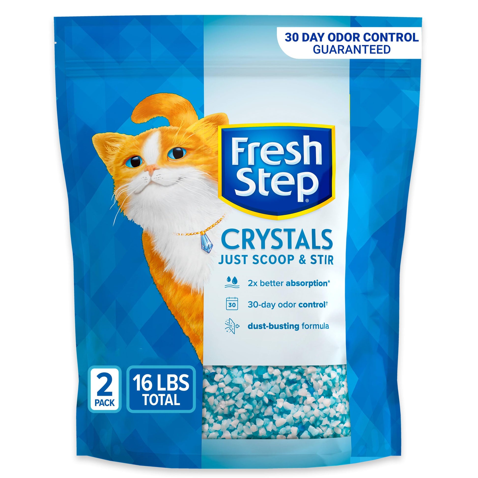 Fresh Step Crystals, Premium Cat Litter, Scented, 16 lbs total, (2 Pack of 8lb Bags) (Package May Vary)-UPStoxs