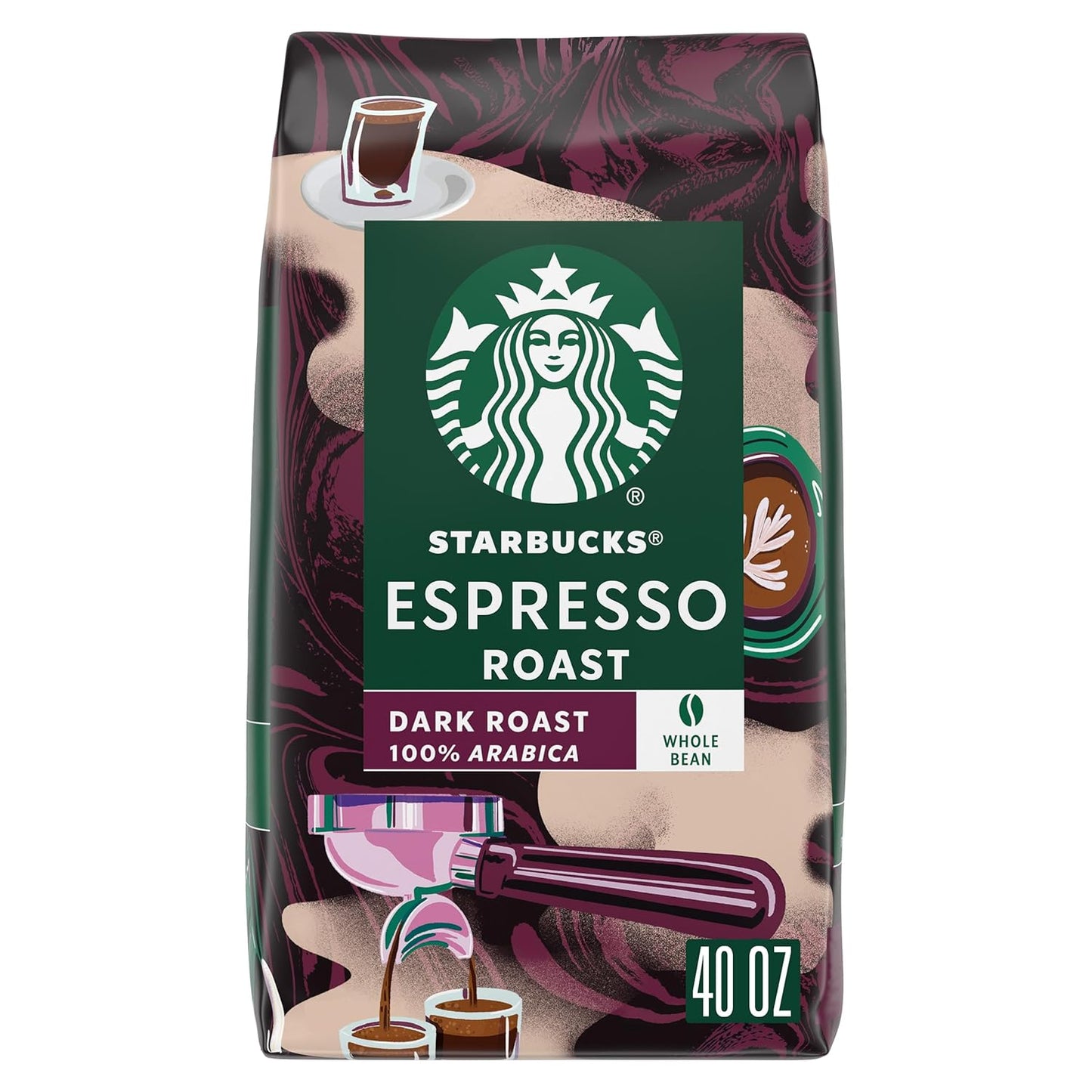 Starbucks Whole Bean Coffee, Espresso Roast Dark, 40 oz.-UPStoxs