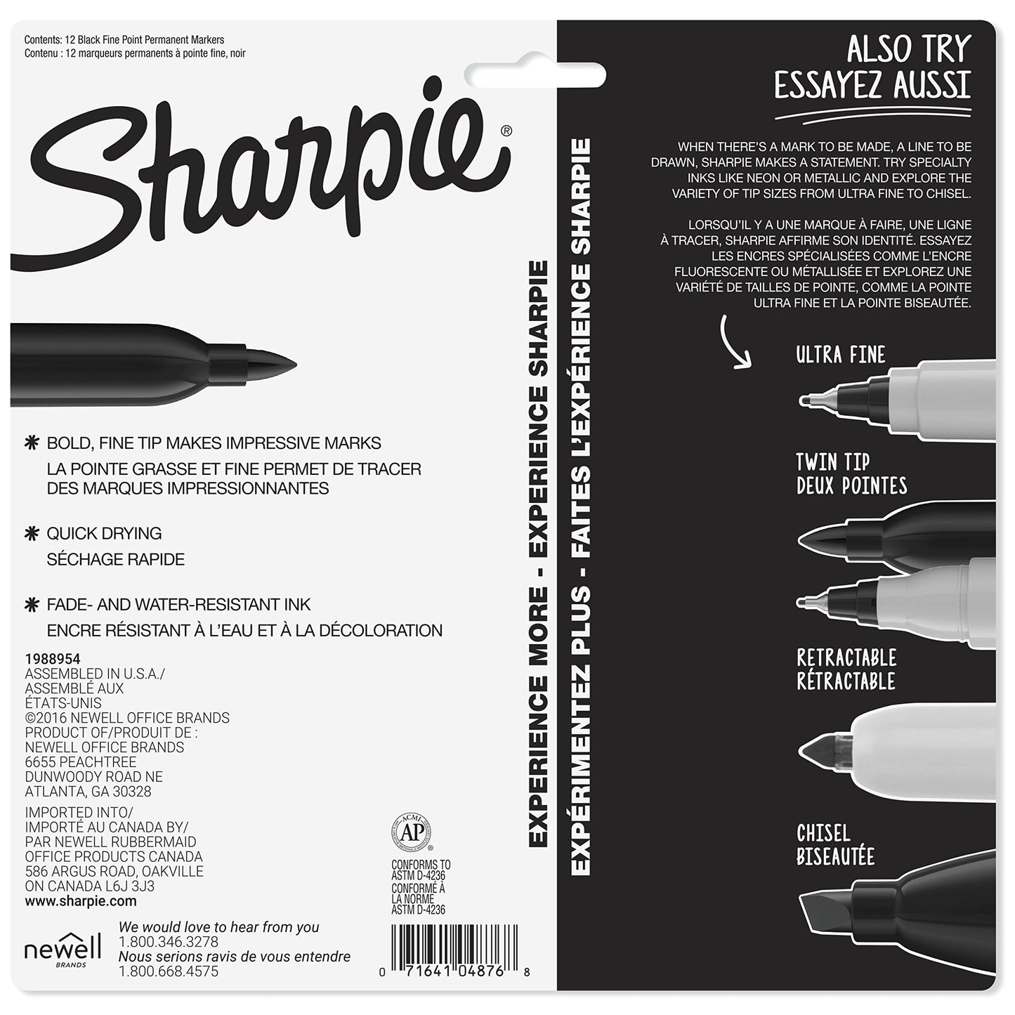 Sharpie Permanent Markers, Fine Point, Black, 12 Count, Proudly Permanent Ink, Intensely Brilliant Colors-UPStoxs