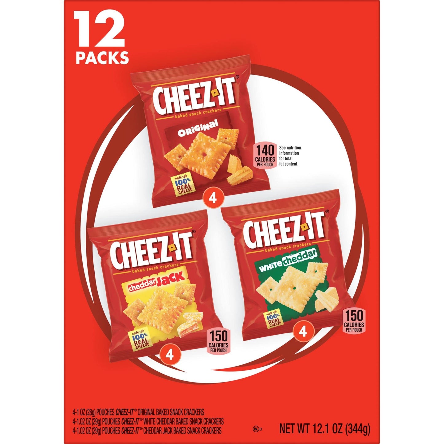 Cheez-It Cheese Crackers, Baked Snack Crackers, Lunch Snacks, Variety Pack, 12.1oz Box (12 Packs)-UPStoxs
