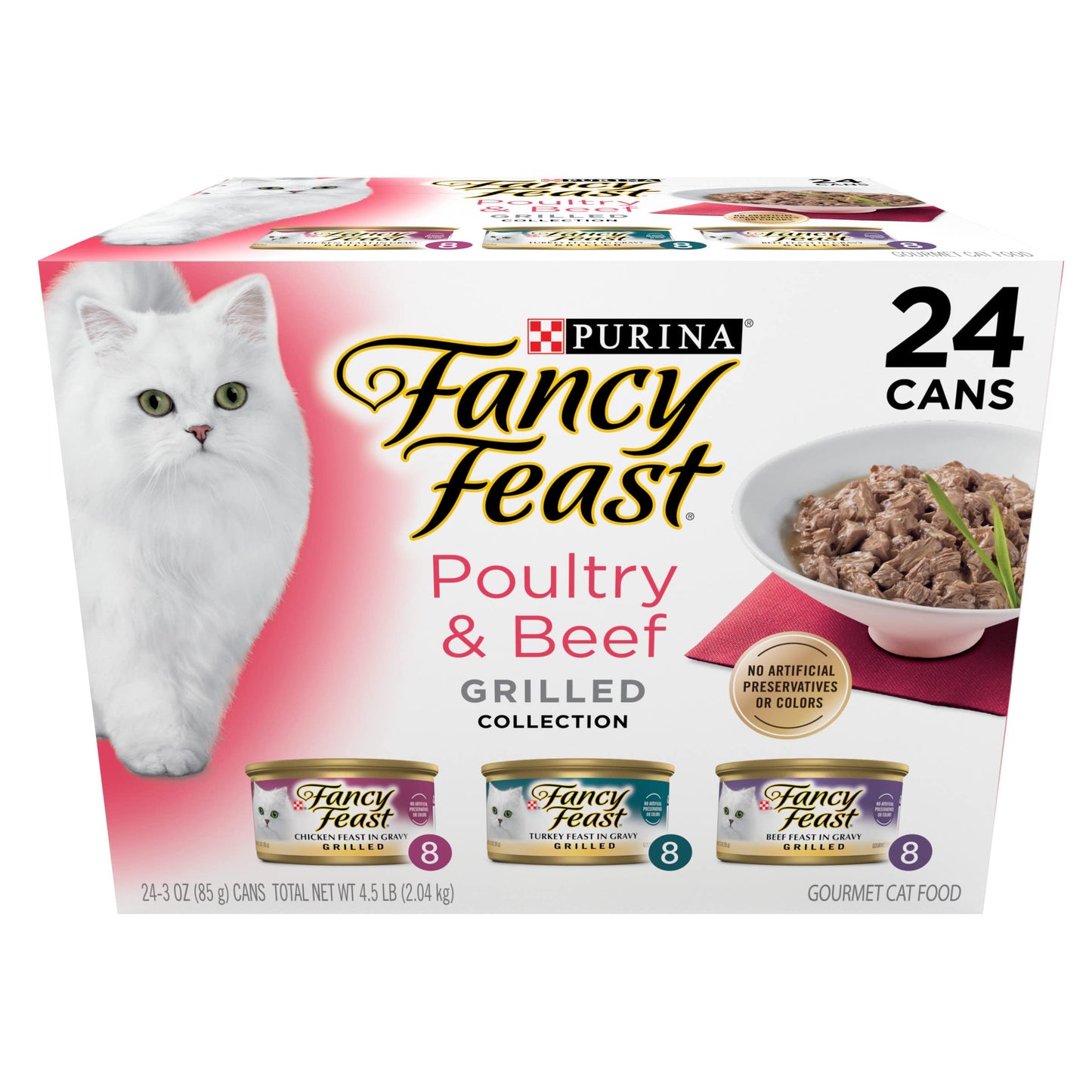 Purina Fancy Feast Grilled Wet Cat Food Poultry and Beef Collection Wet Cat Food Variety Pack - (Pack of 24) 3 oz. Cans-UPStoxs