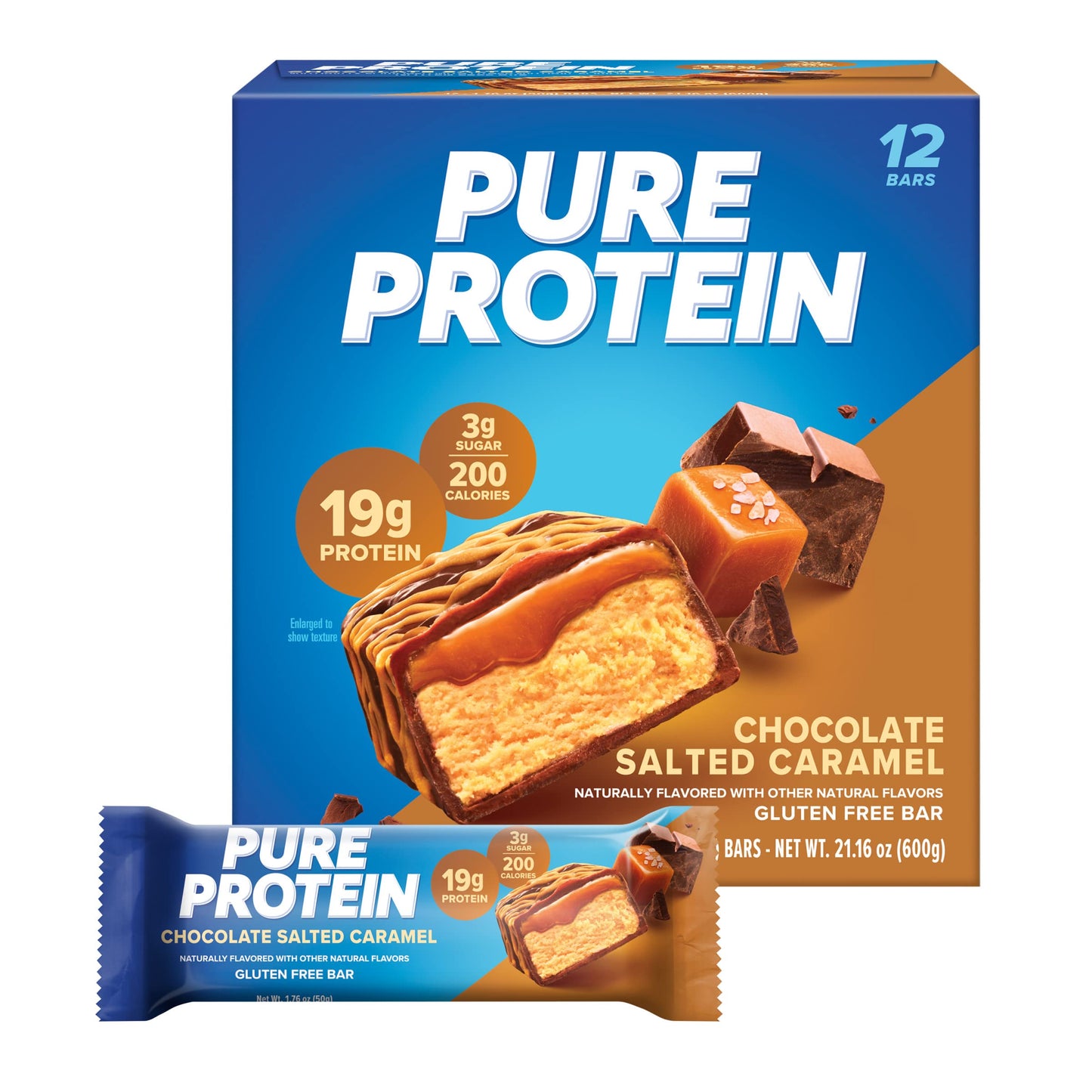 Pure Protein Bars, High Protein, Nutritious Snacks to Support Energy, Low Sugar, Gluten Free, Chocolate Salted Caramel, 1.76 oz., 12 Count (Pack of 1) (Packaging May Vary)-UPStoxs