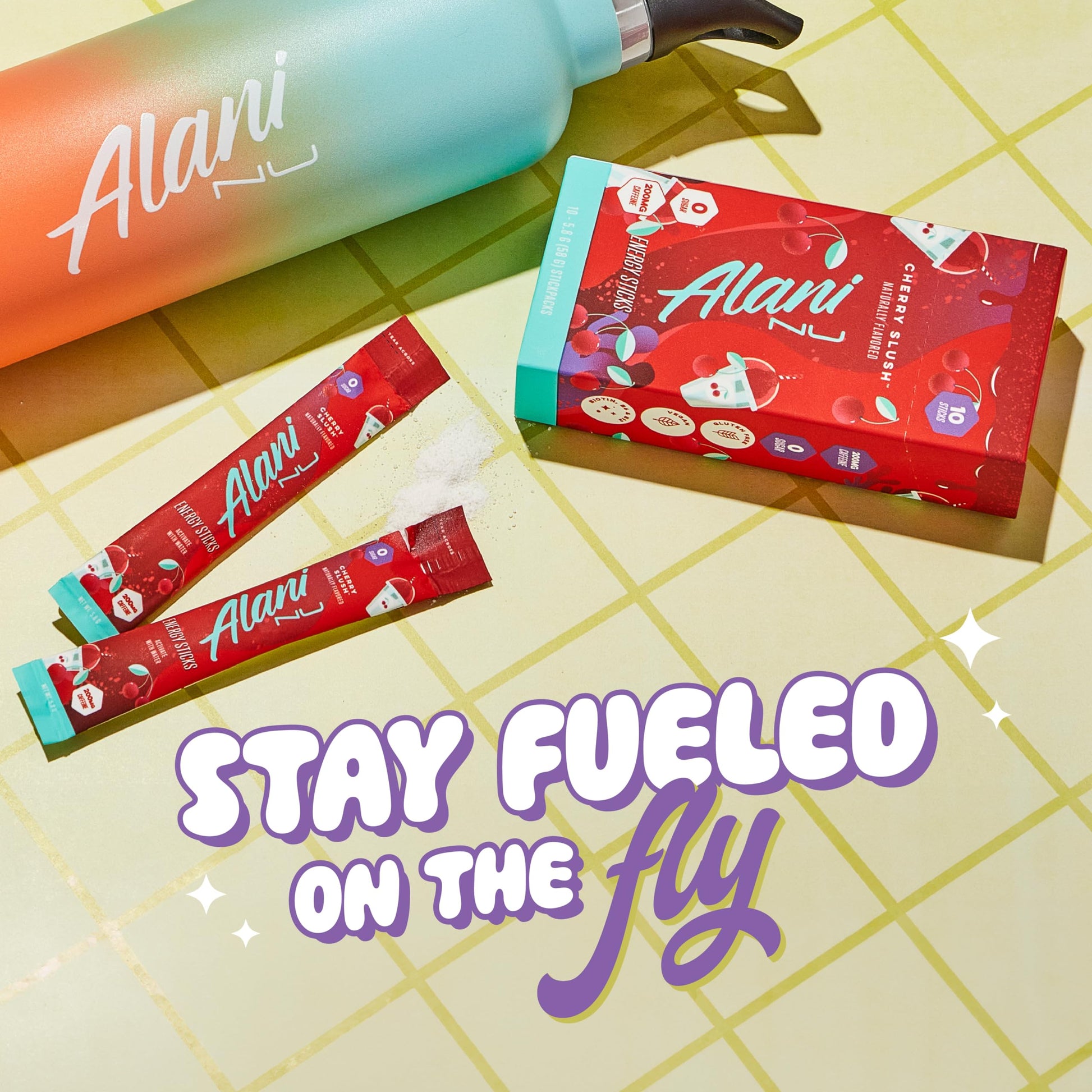 Alani Nu Cherry Slush Energy Sticks | Energy Drink Powder | 200mg Caffeine | Pre Workout Performance with Antioxidants | On-The-Go Drink Mix | Biotin, B Vitamins | Zero Sugar | 5 Calories | 10 Pack-UPStoxs