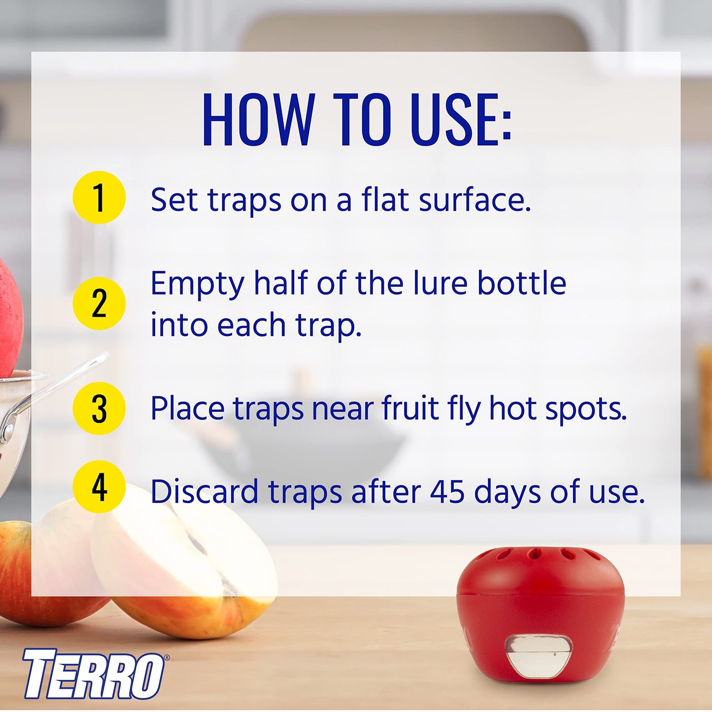 TERRO T2503-3 Ready-to-Use Indoor Fruit Fly Trap with Built in Window - 6 Traps + 270 day Lure Supply-UPStoxs