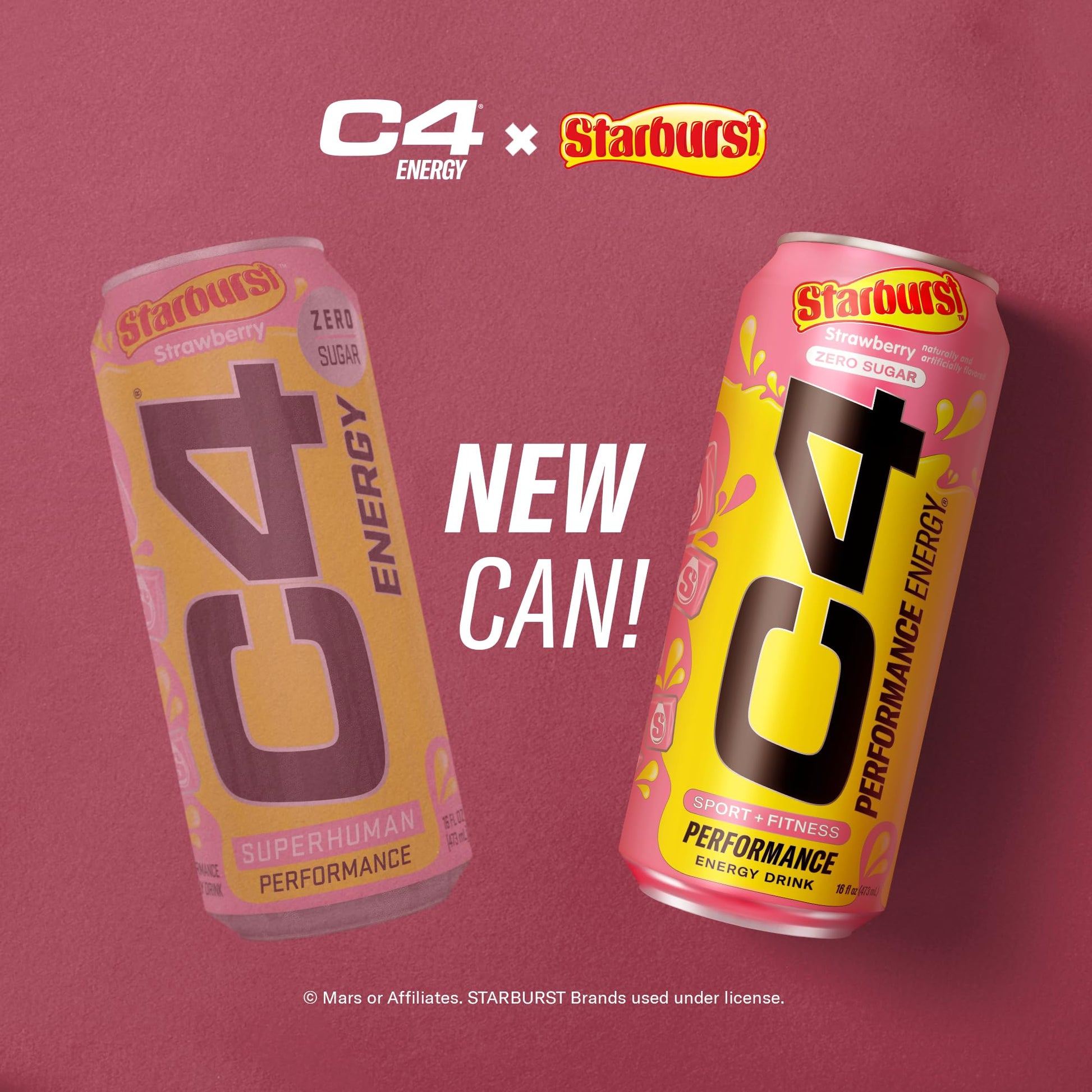 C4 Performance Energy Drink | STARBUST™ Strawberry | Zero Sugar Carbonated Preworkout Energy | 200mg Caffeine with Beta Alanine | 16 Fl Oz (12 Pack)-UPStoxs