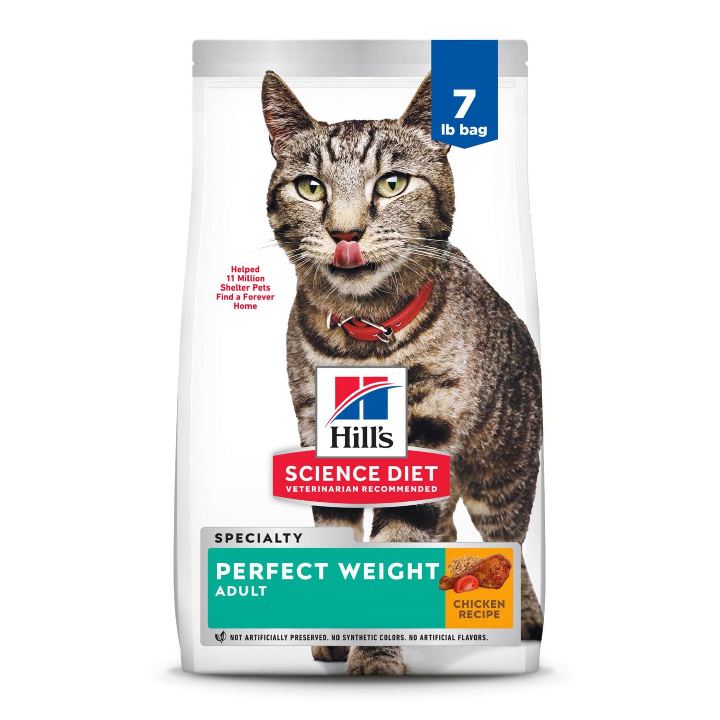 Hill's Science Diet Perfect Weight, Adult 1-6, Weight Management Support, Dry Cat Food, Chicken Recipe, 7 lb Bag-UPStoxs